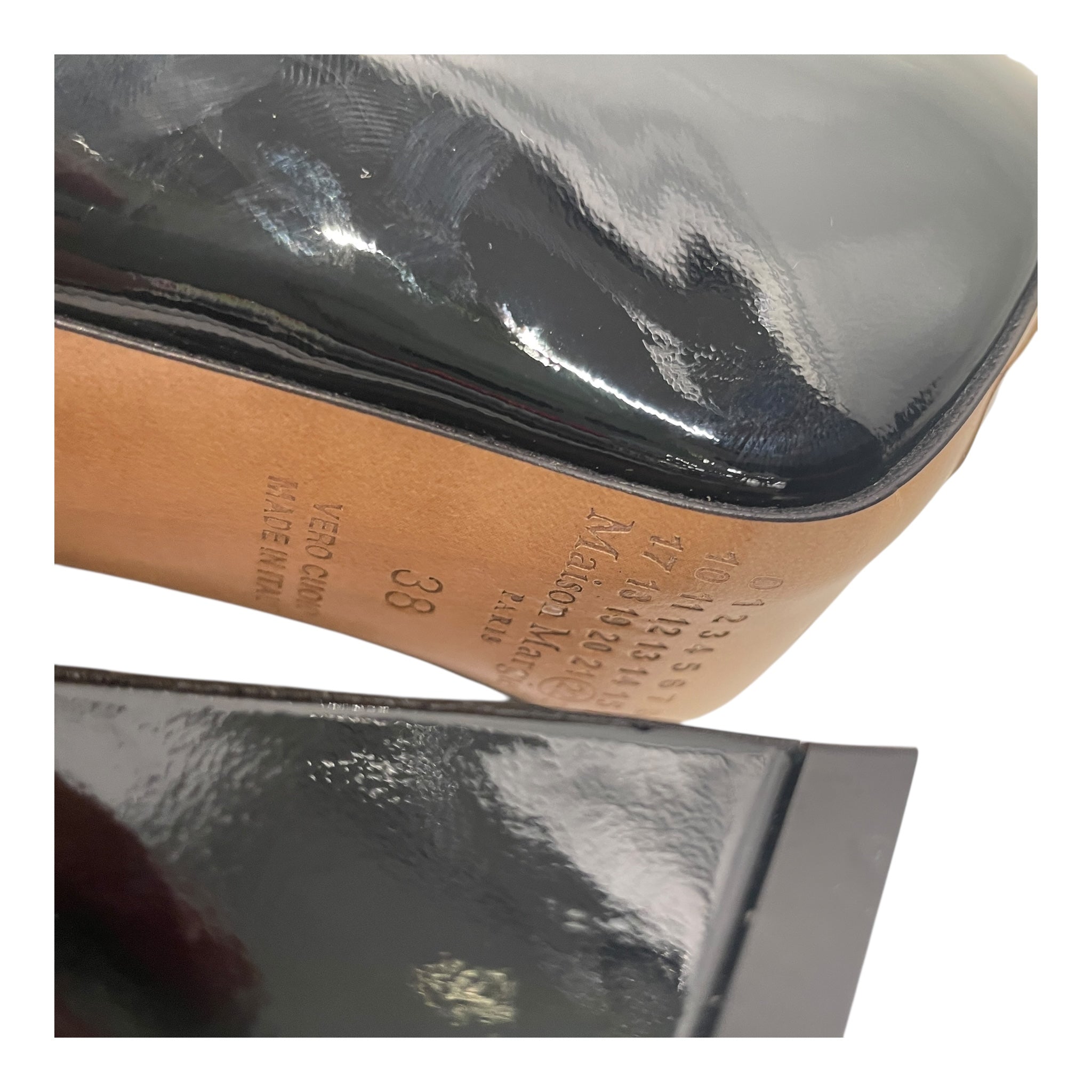 Maison Margiela/Heels/EU 40/Leather/BLK/PATENT LEATHER TRIANGLE HEEL view 6