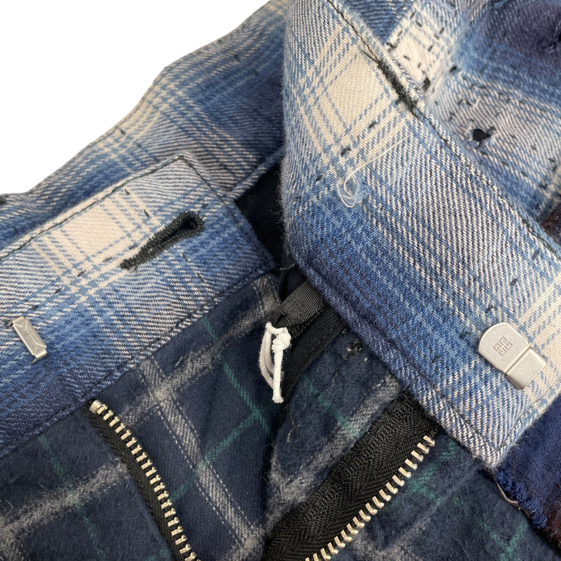 GIVENCHY/Patchwork Checked Wide Leg Double Knee Zip Off Jeans/34