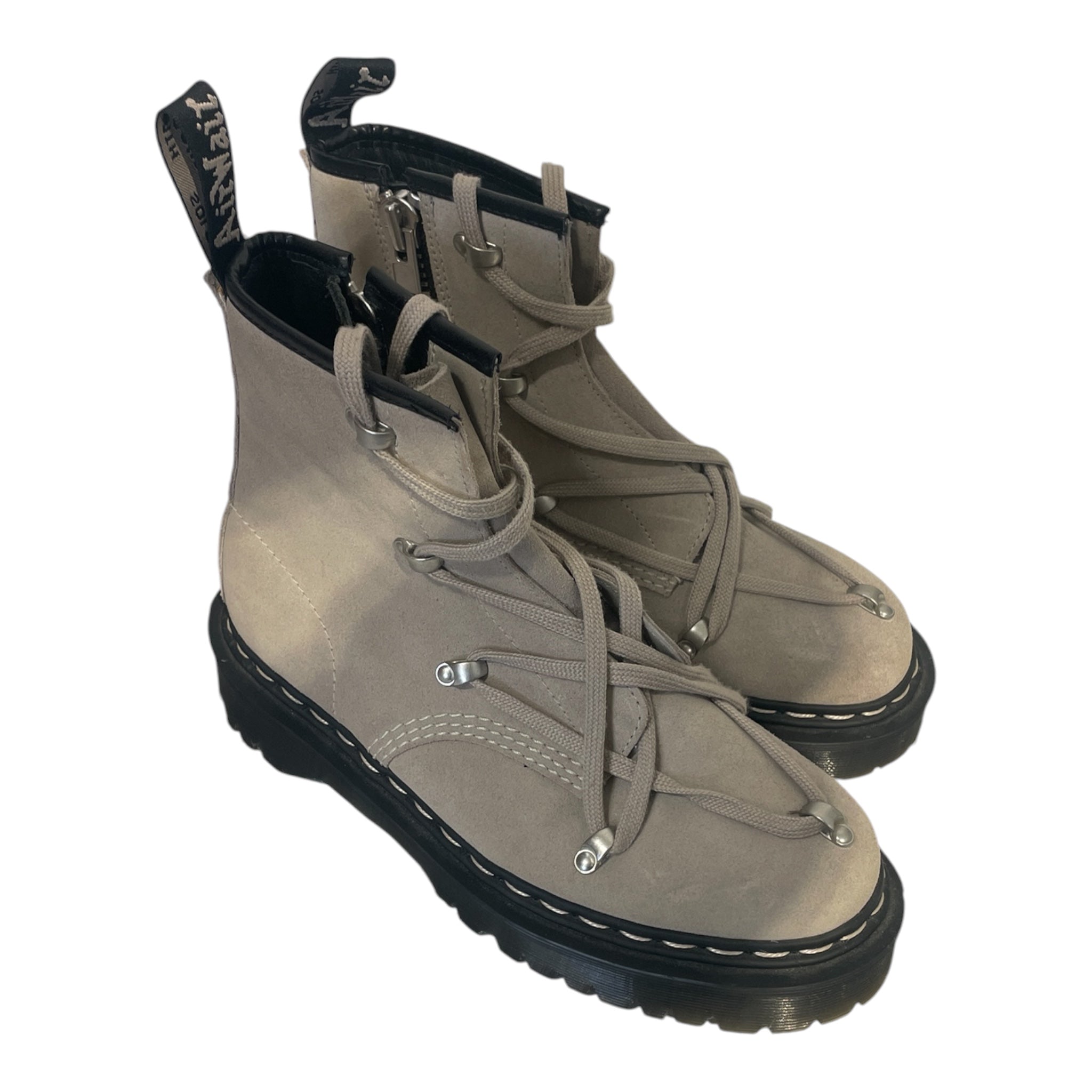 Rick Owens/Dr.Martens/Lace Up Boots/US 9/Suede/GRY/WHITE LACES view 2