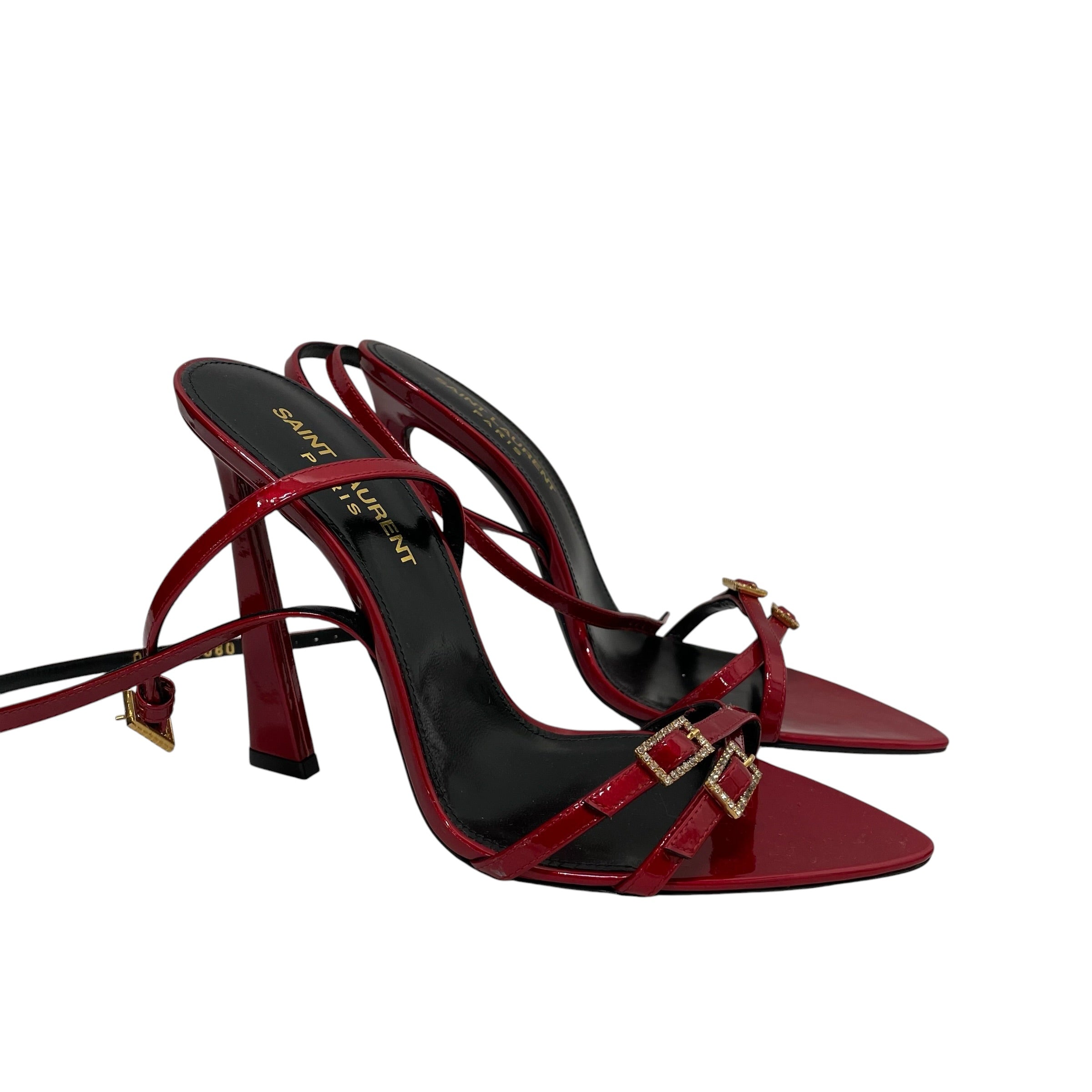 SAINT LAURENT/Heels/EU 36/RED/CRYSTAL BUCKLE STRAP view 4