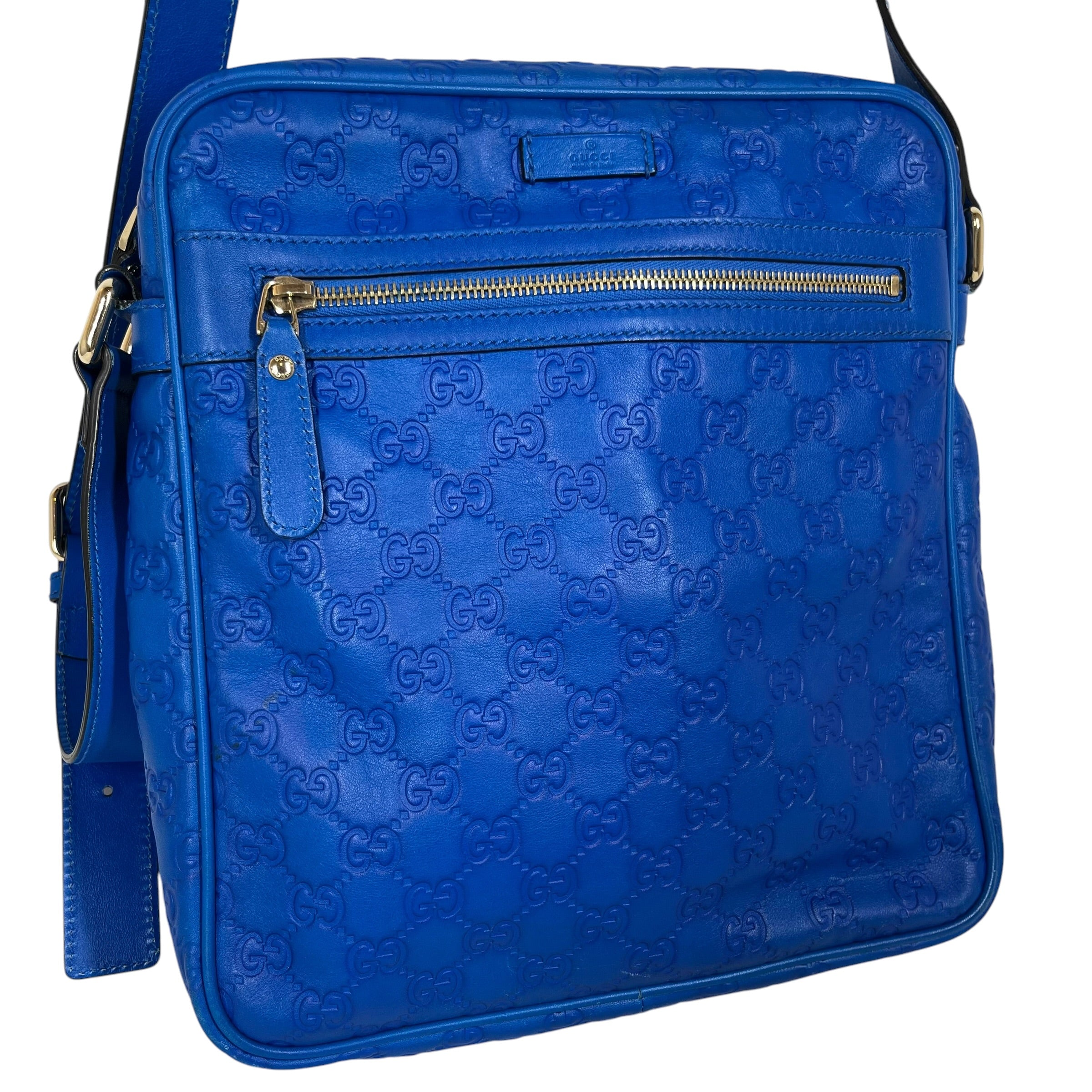 GUCCI/Cross Body Bag/Monogram/Leather/BLU/DIAMANTE LEATHER HILARY MESSAG view 6