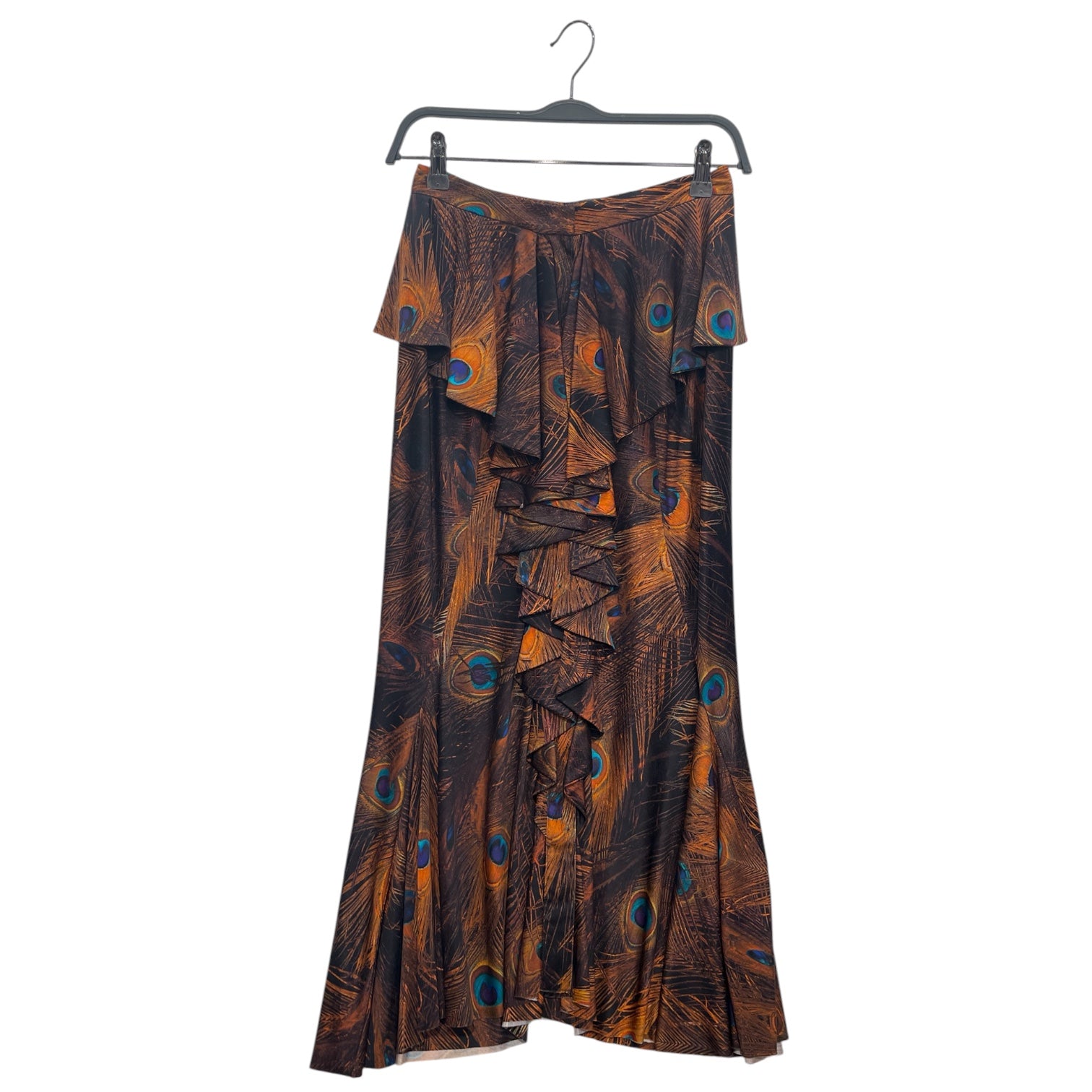 GIVENCHY/Long Skirt/40/Animal Pattern/Silk/MLT/peacock feather pattern view 1