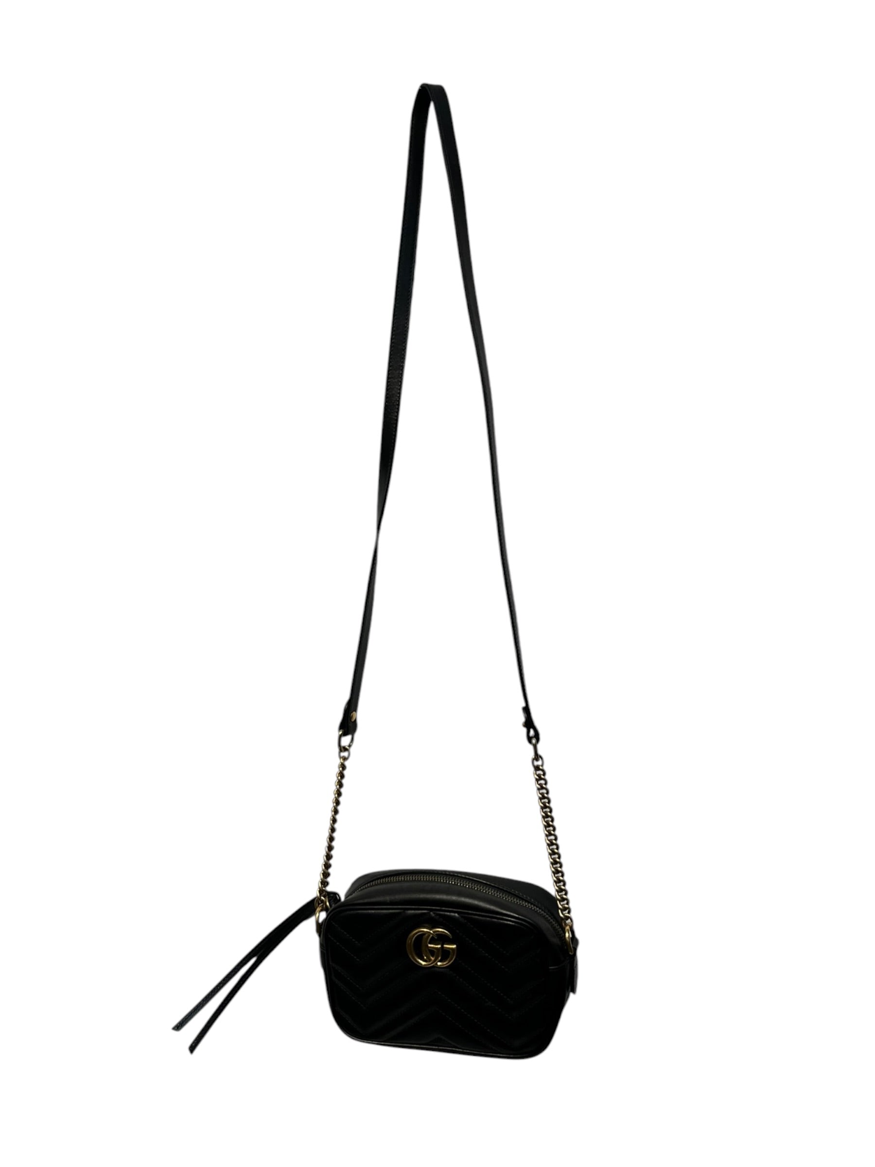 GUCCI/Cross Body Bag/Leather/BLK/chevron embroidery view 1