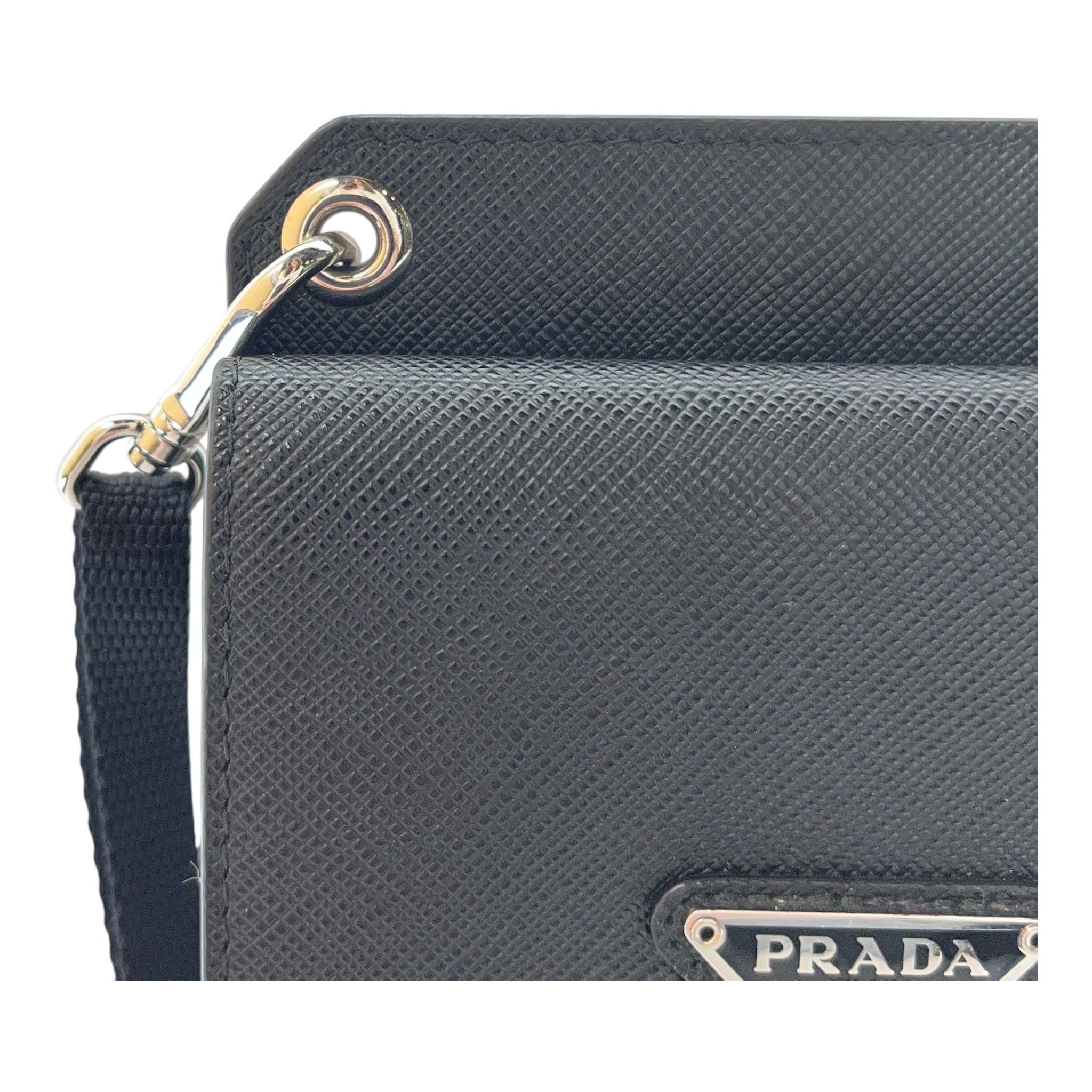 PRADA/Cross Body Bag/Leather/BLK/Saffiano Phone Holder/ Wallet view 4