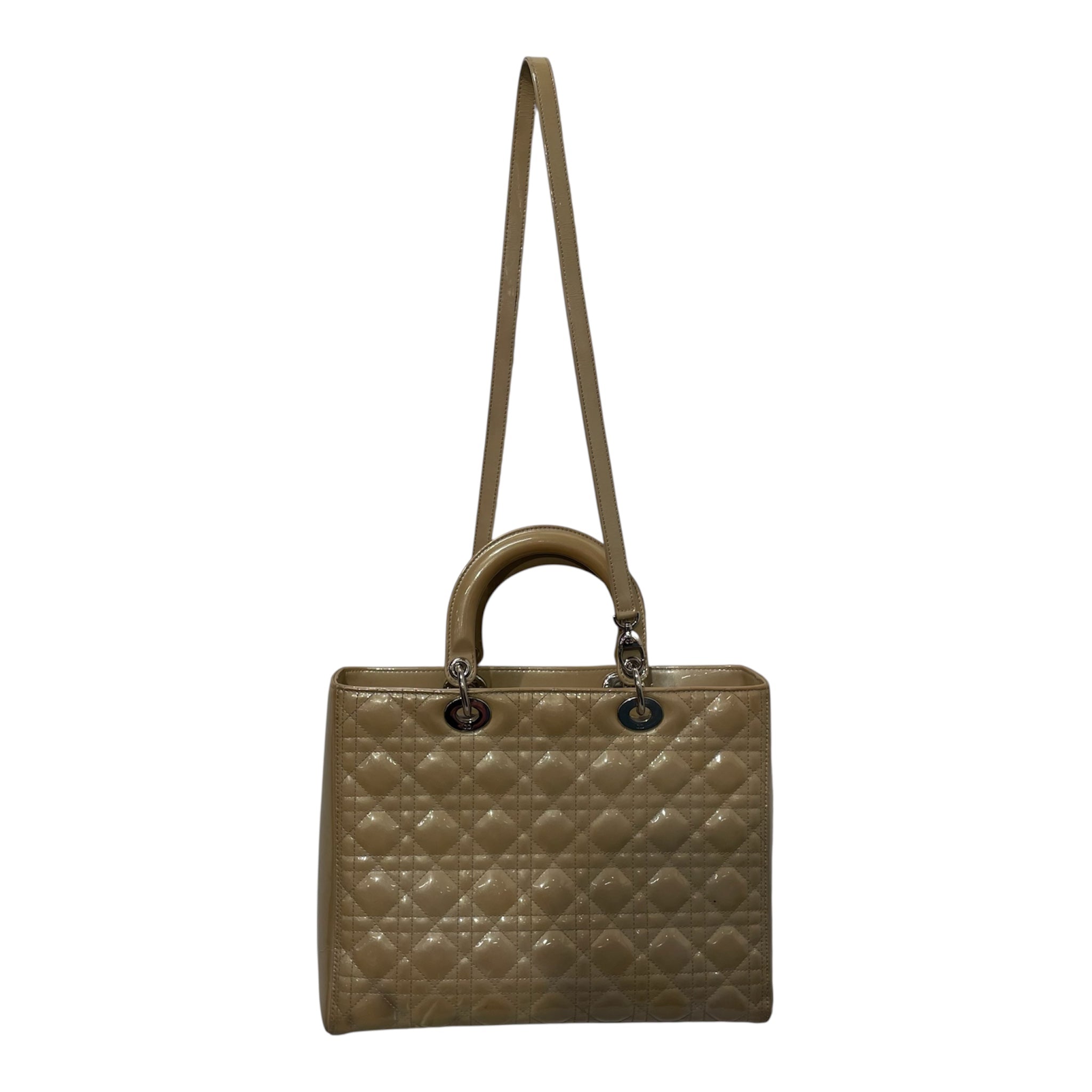 Christian Dior/Bag/Leather/BEG/PATENT LEATHER LADY DIOR view 2