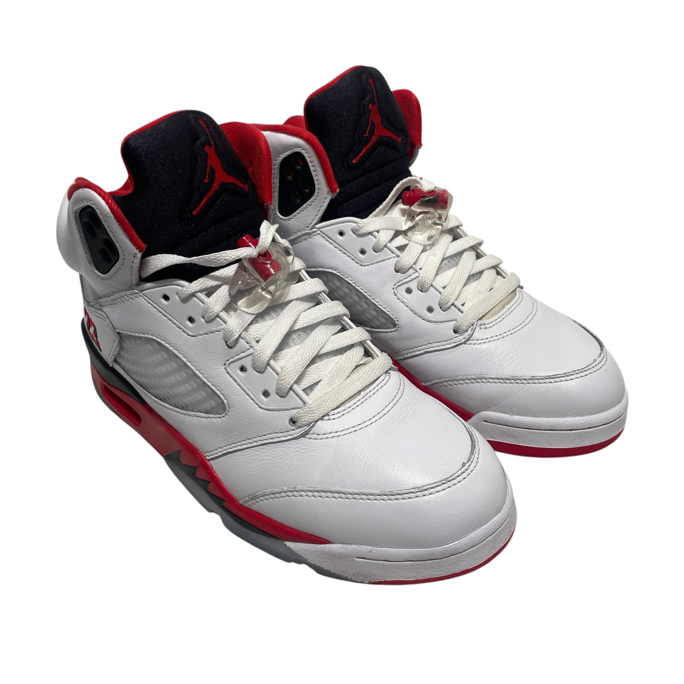 JORDAN BRAND/Hi-Sneakers/US 9/Leather/WHT/Jordan 5 Fire Red Black Tongue view 1