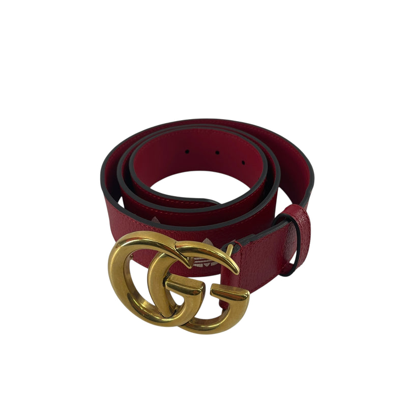 GUCCI/adidas/Belt/Leather/RED/THREE STRIPE GOLD LOGO