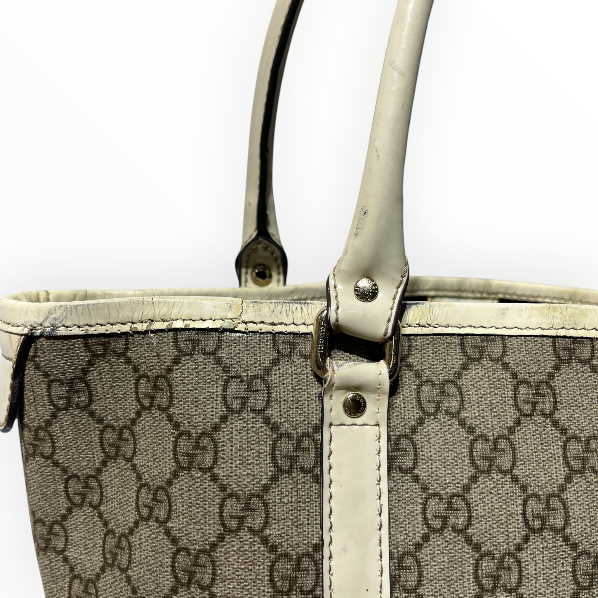 GUCCI/Tote Bag/Monogram/Leather/BEG/gg supreme joy tote view 8