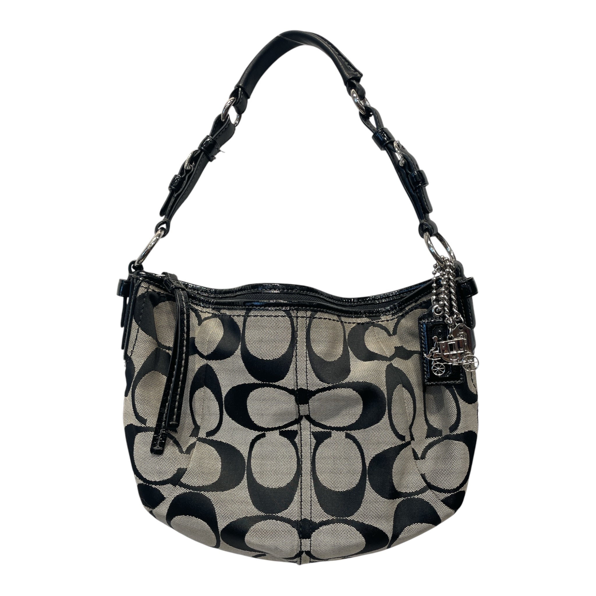 COACH/Hand Bag/Monogram/Cotton/BLK/MONOGRAM SUFFLETTE view 1