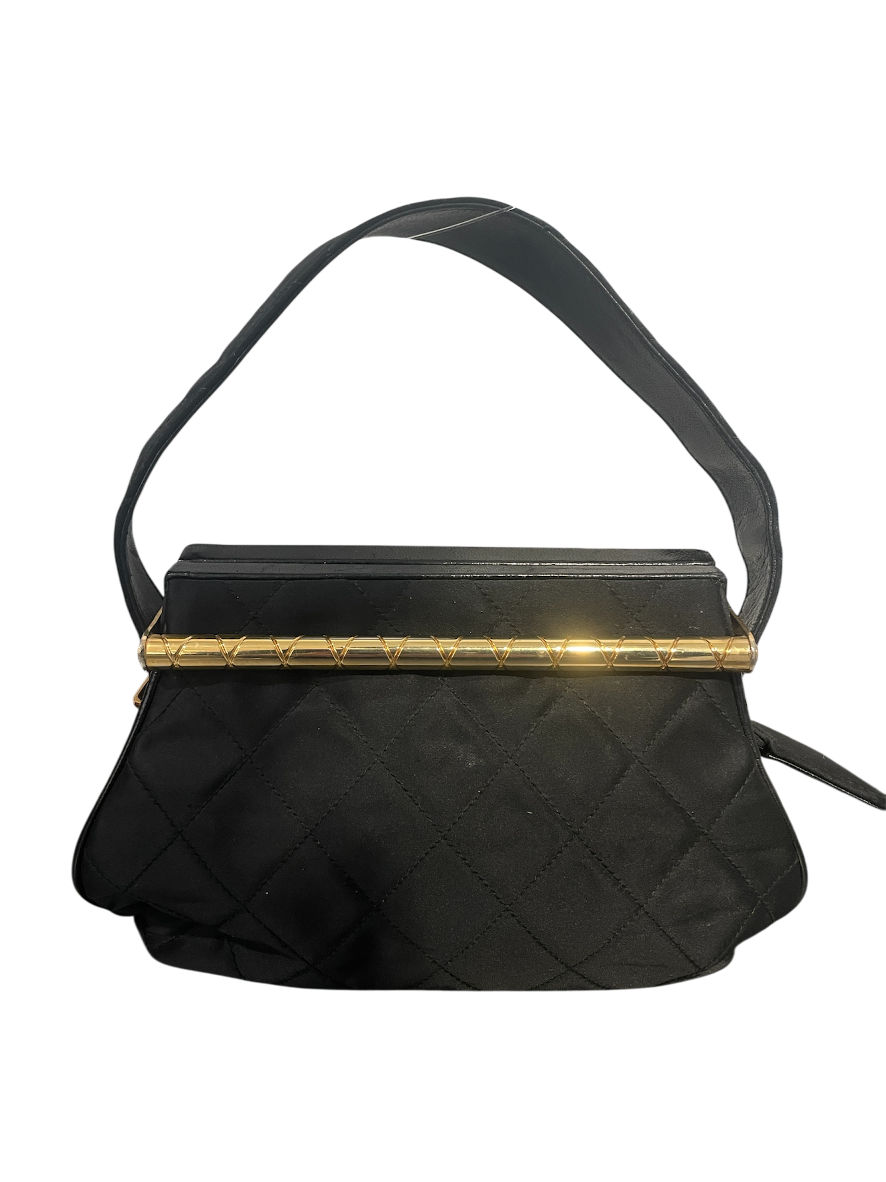 CHANEL/Hand Bag/Cotton/BLK/MATTELASSE GOLD HARDWARE view 1