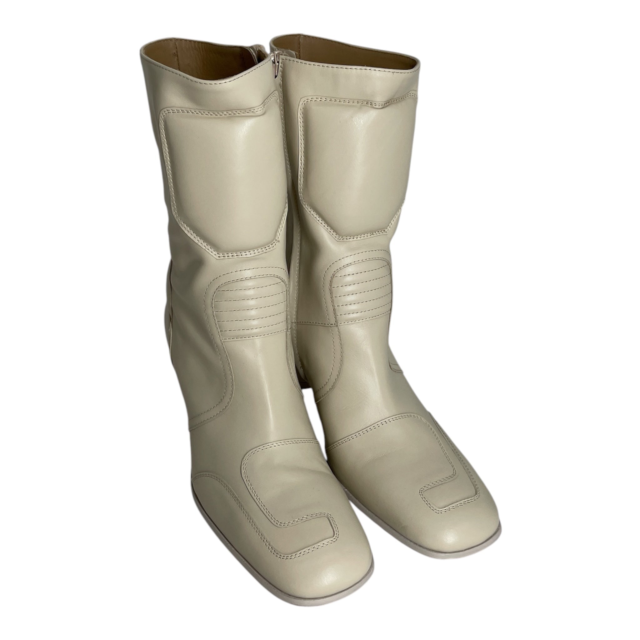 MM6/Boots/EU 38/Leather/CRM/MOTO HEEL BOOTS view 1