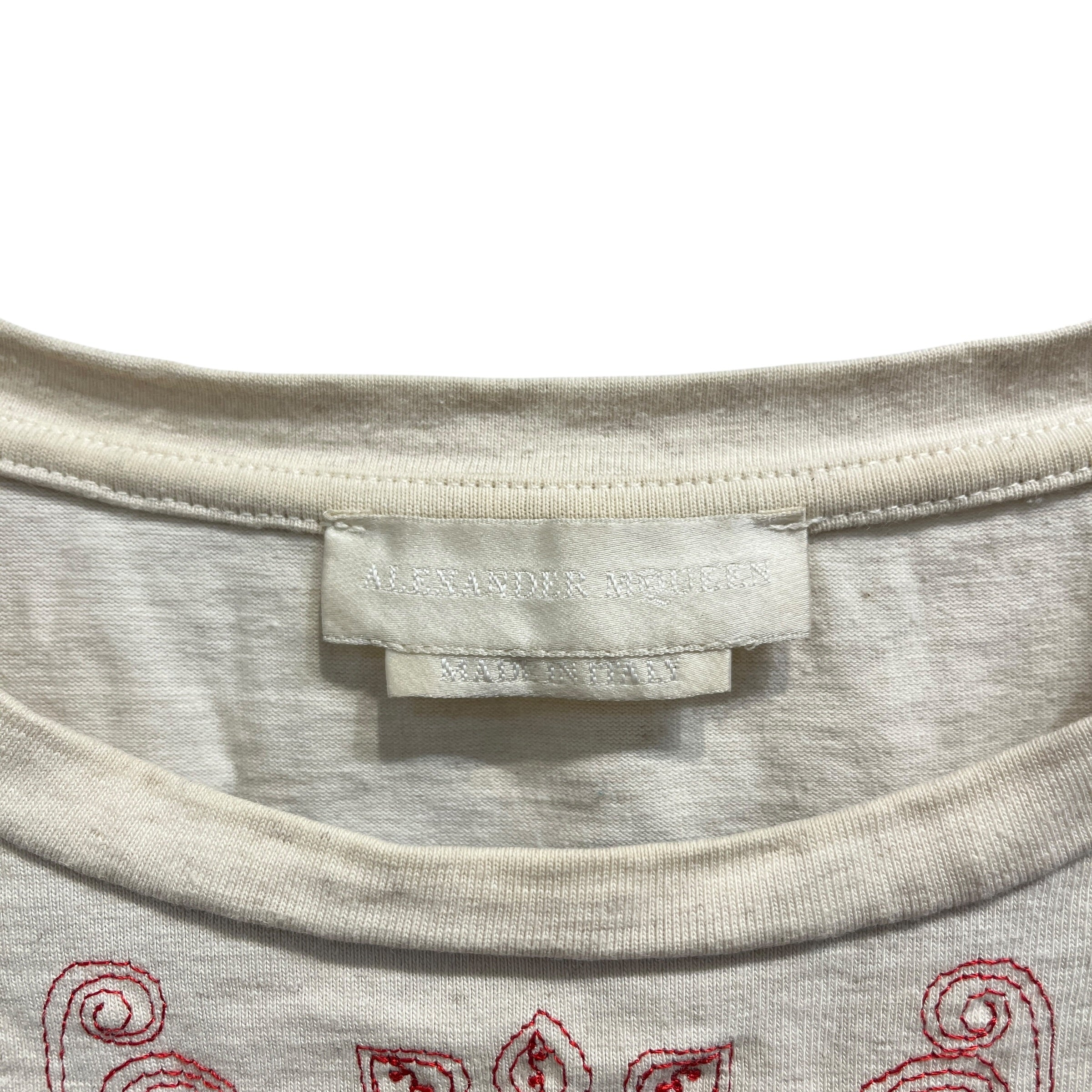 Alexander McQueen/LS T-Shirt/L/XL/Cotton/WHT/Red stitch design view 3