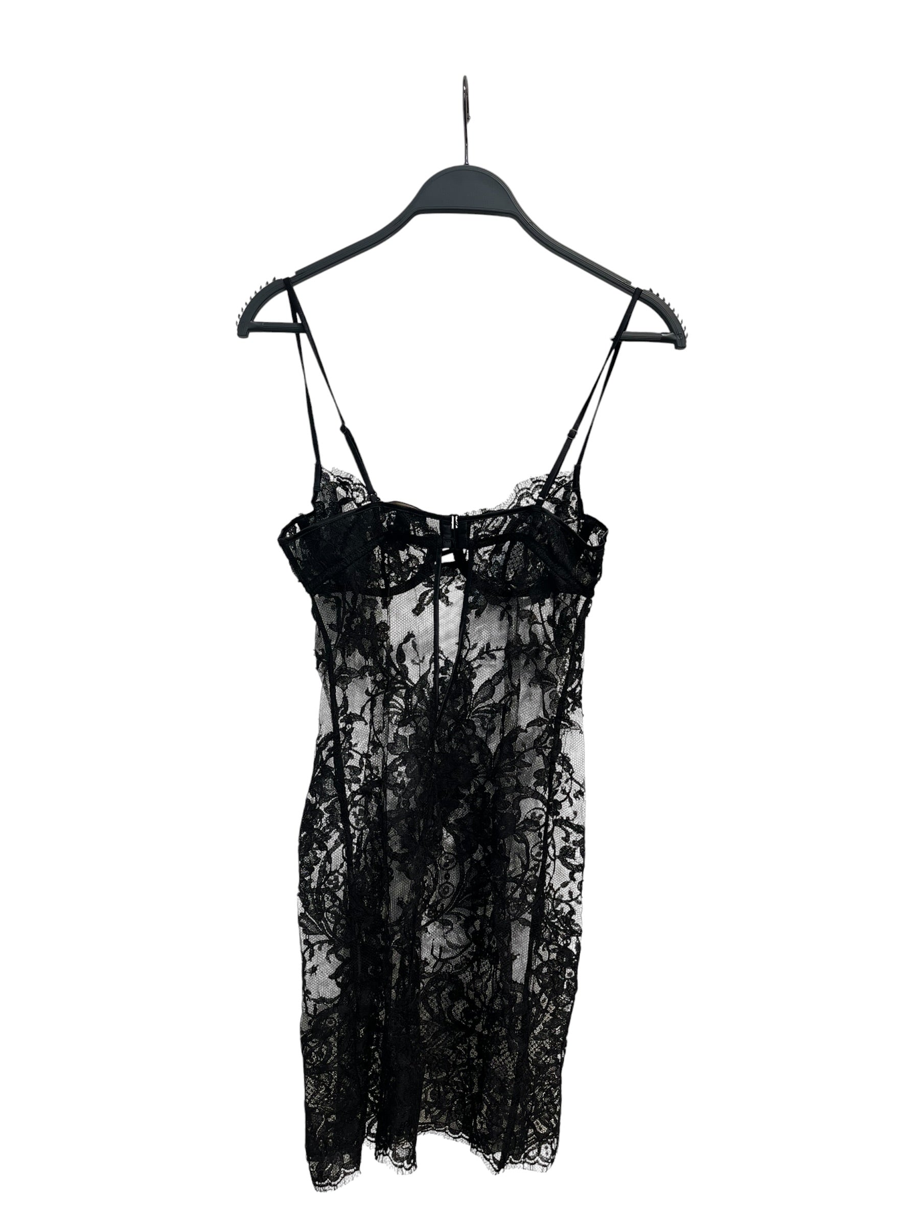 KIKI DE MONTIPARNASSE/Camisole Dress/XS/Cotton/BLK/LACE SLIP view 2