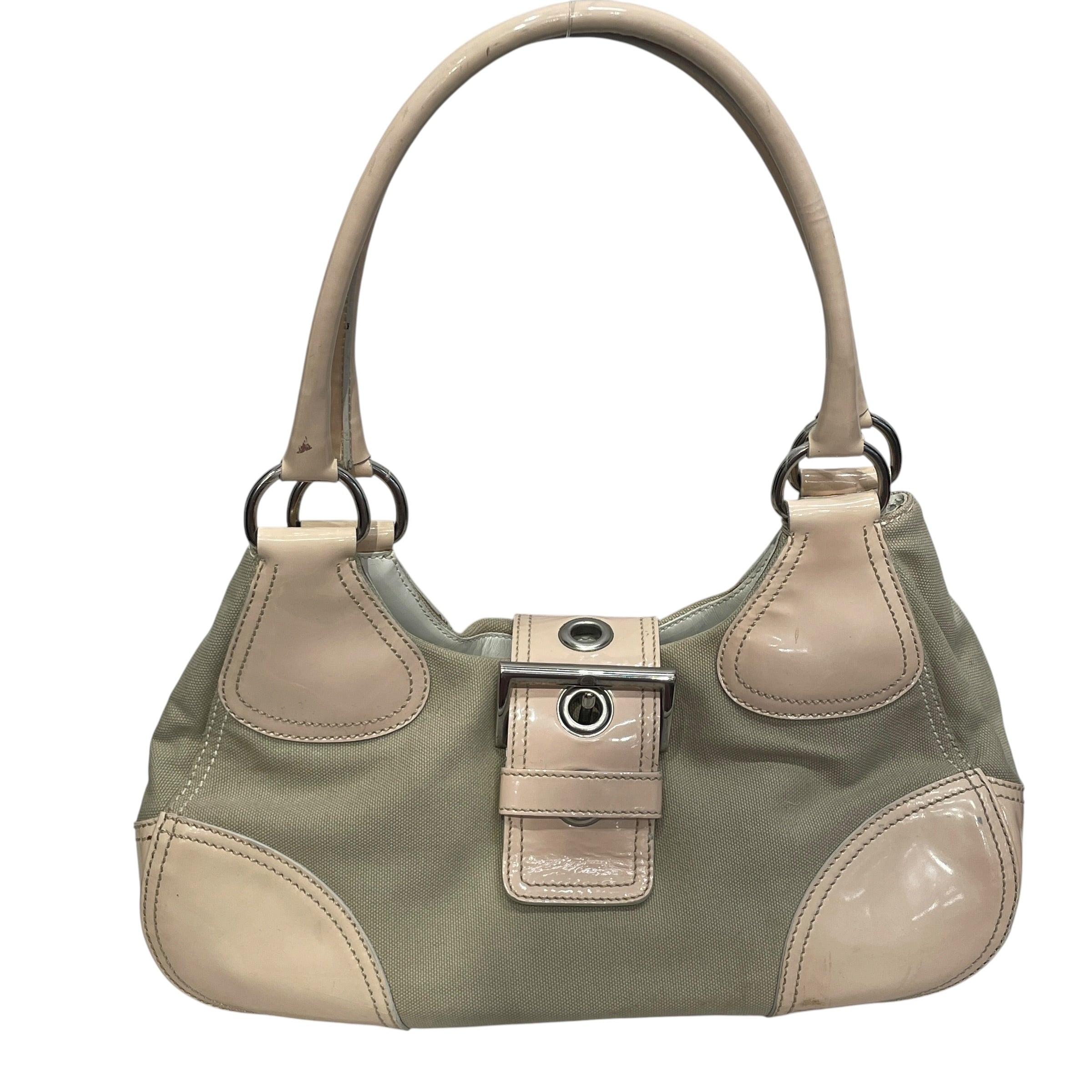 PRADA/Hand Bag/Cotton/CRM/BUCKLE/PALE PINK ACCENTS view 1