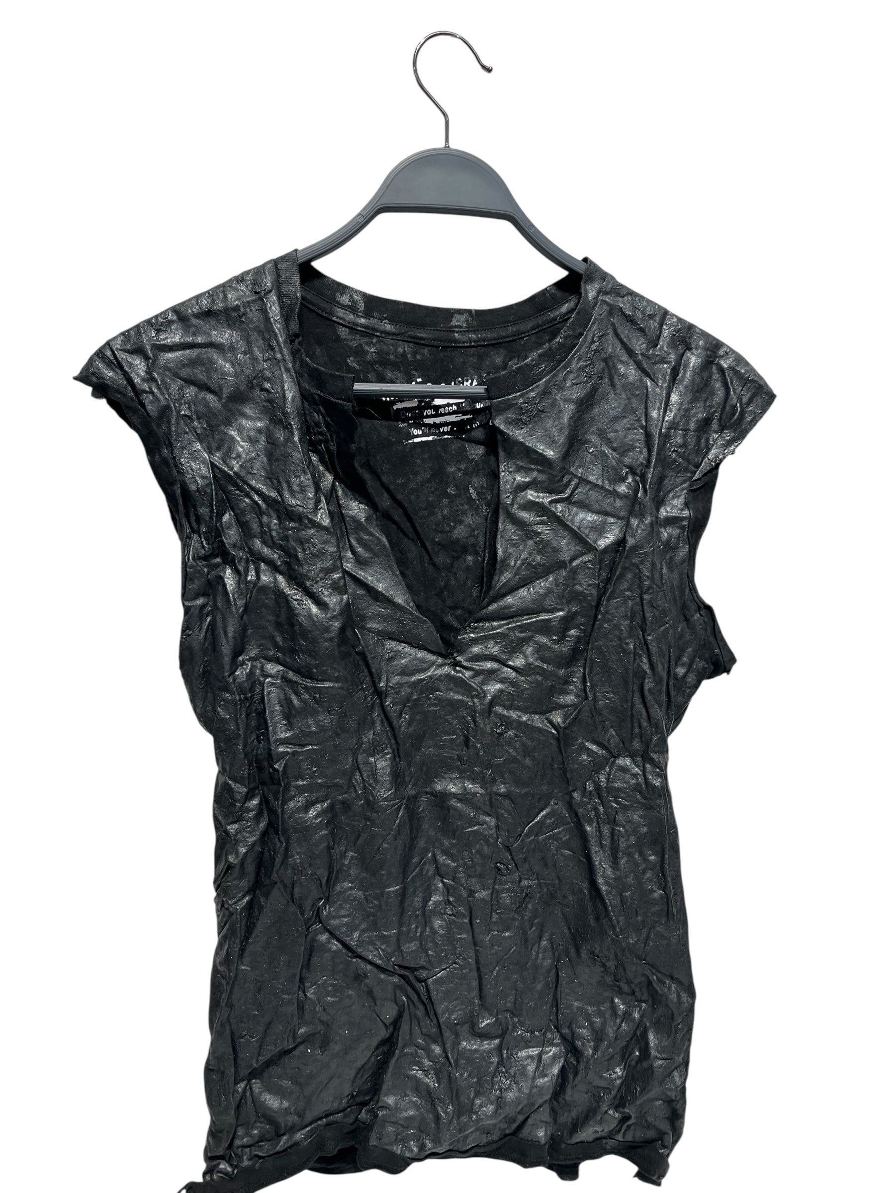 HUBANE/Cut & Sew/BLK/DEEP V GLOSSY TOP view 1