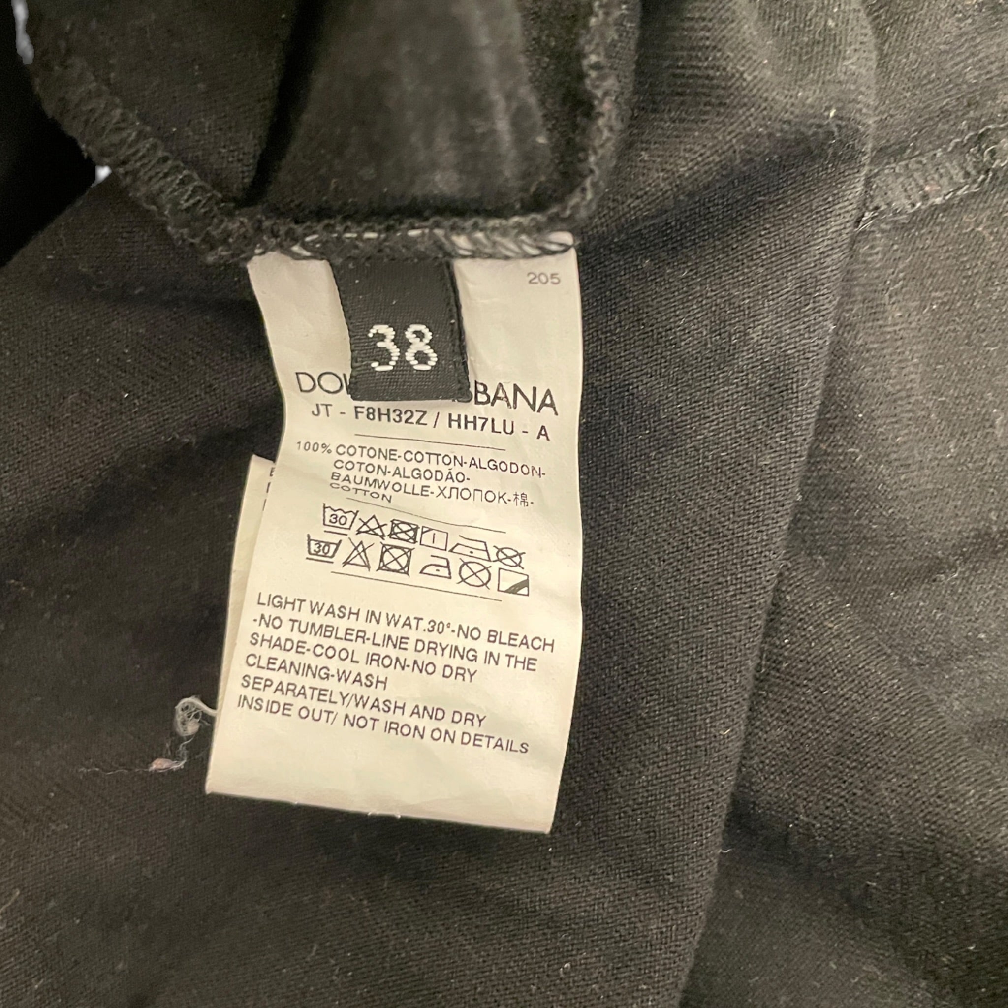 DOLCE&GABBANA/3|4 T-Shirt/38/Cotton/BLK/WHT ITALIAN BRAND TEXT view 4