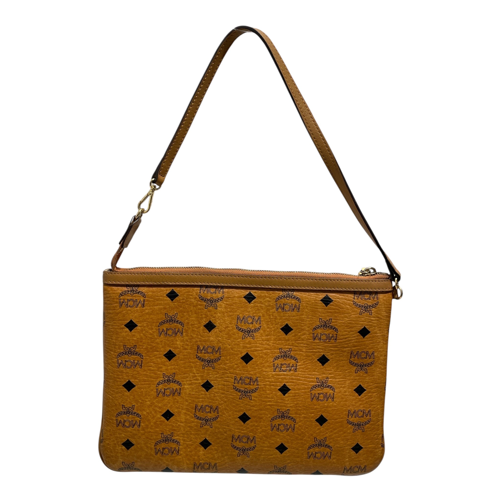MCM/Clutch Bag/Monogram/Leather/CML/GLD HARDWARE/PLAID INSIDE view 1