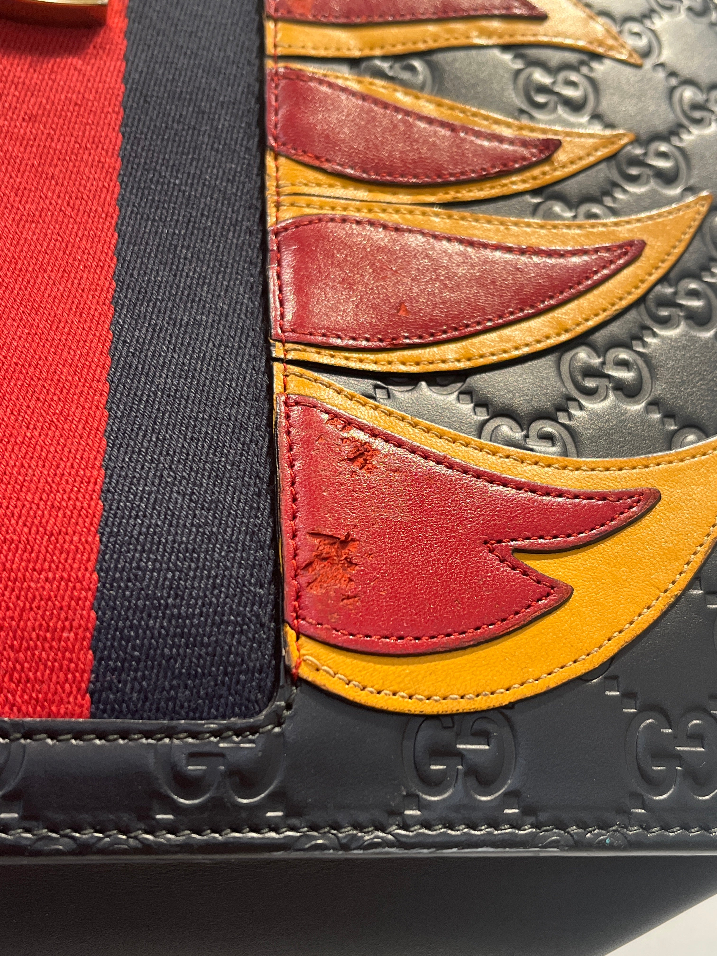 GUCCI/Tote Bag/Leather/BLK/FLAMES view 9