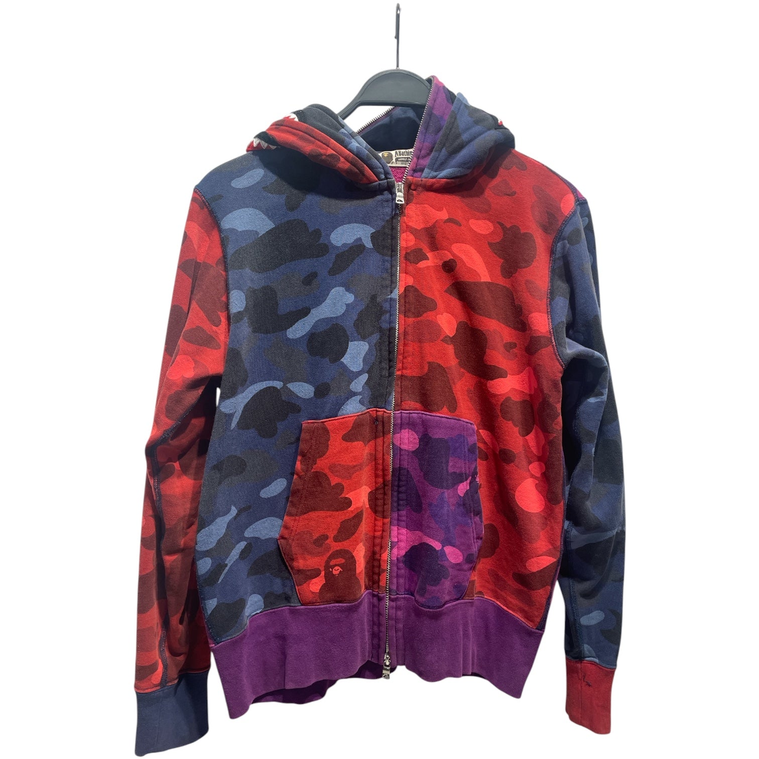 A BATHING APE/Zip Up Hoodie/S/Camouflage/Cotton/MLT/Crazy Camo Shark Double Hood view 1