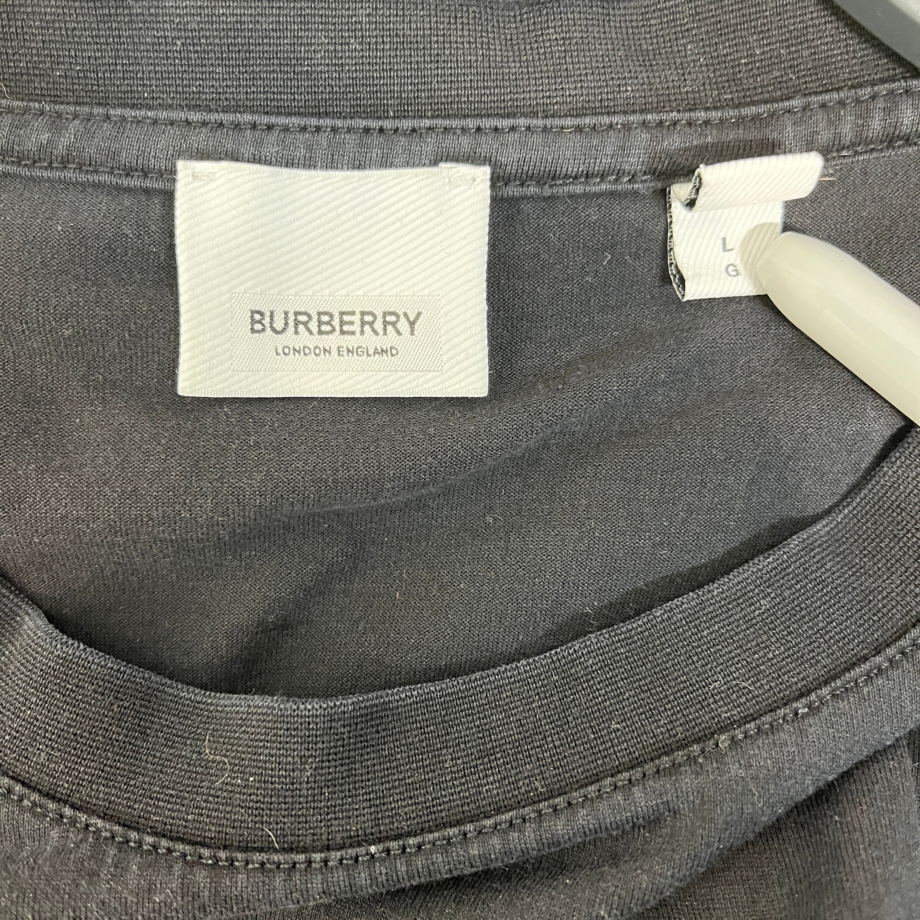 BURBERRY/T-Shirt/L/Cotton/BLK/All Over Print/HorseFerry Lettering view 3