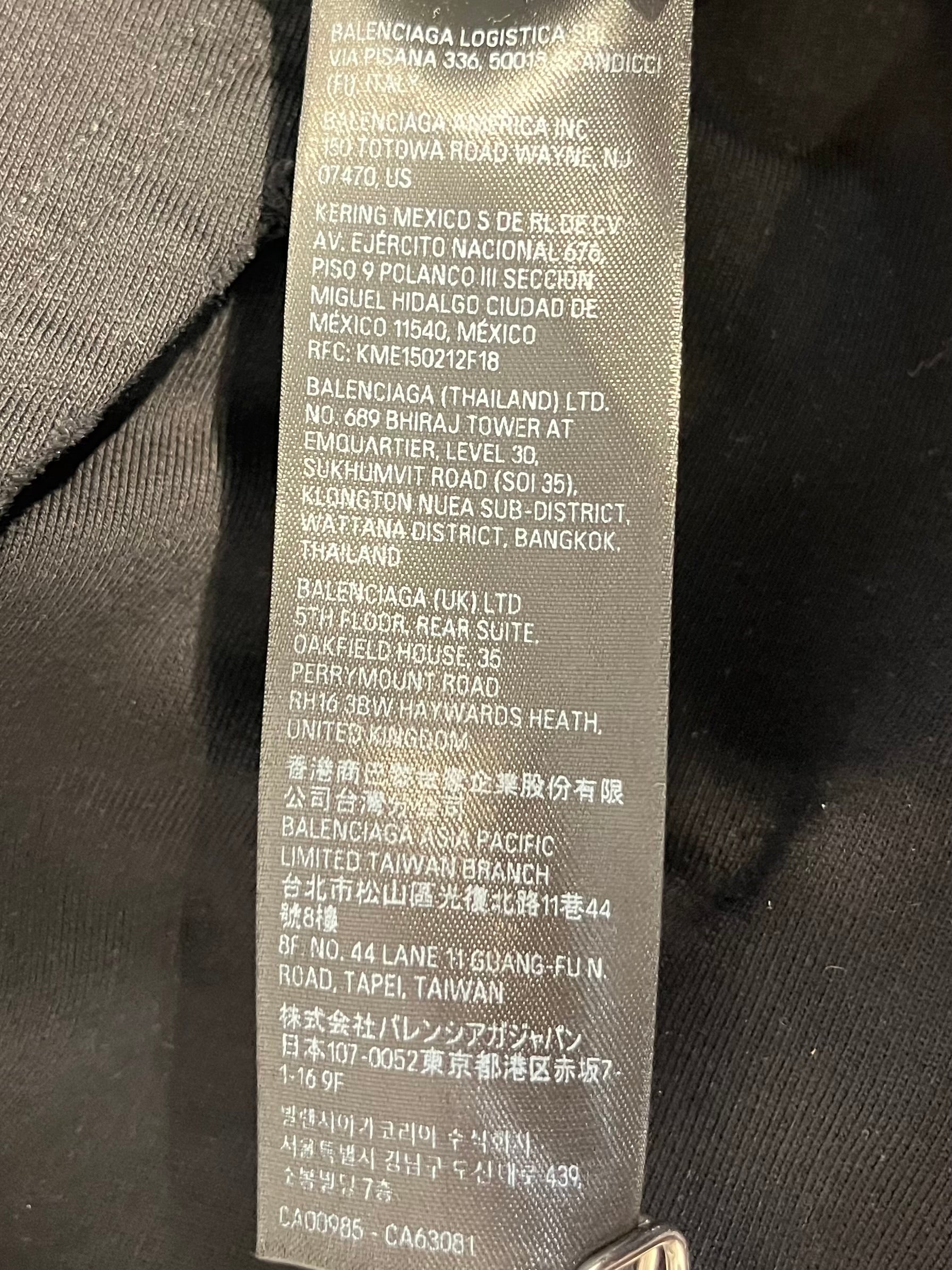 BALENCIAGA/Hoodie/S/Cotton/BLK/BLEACHED DESIGN FRONT/BACK view 6