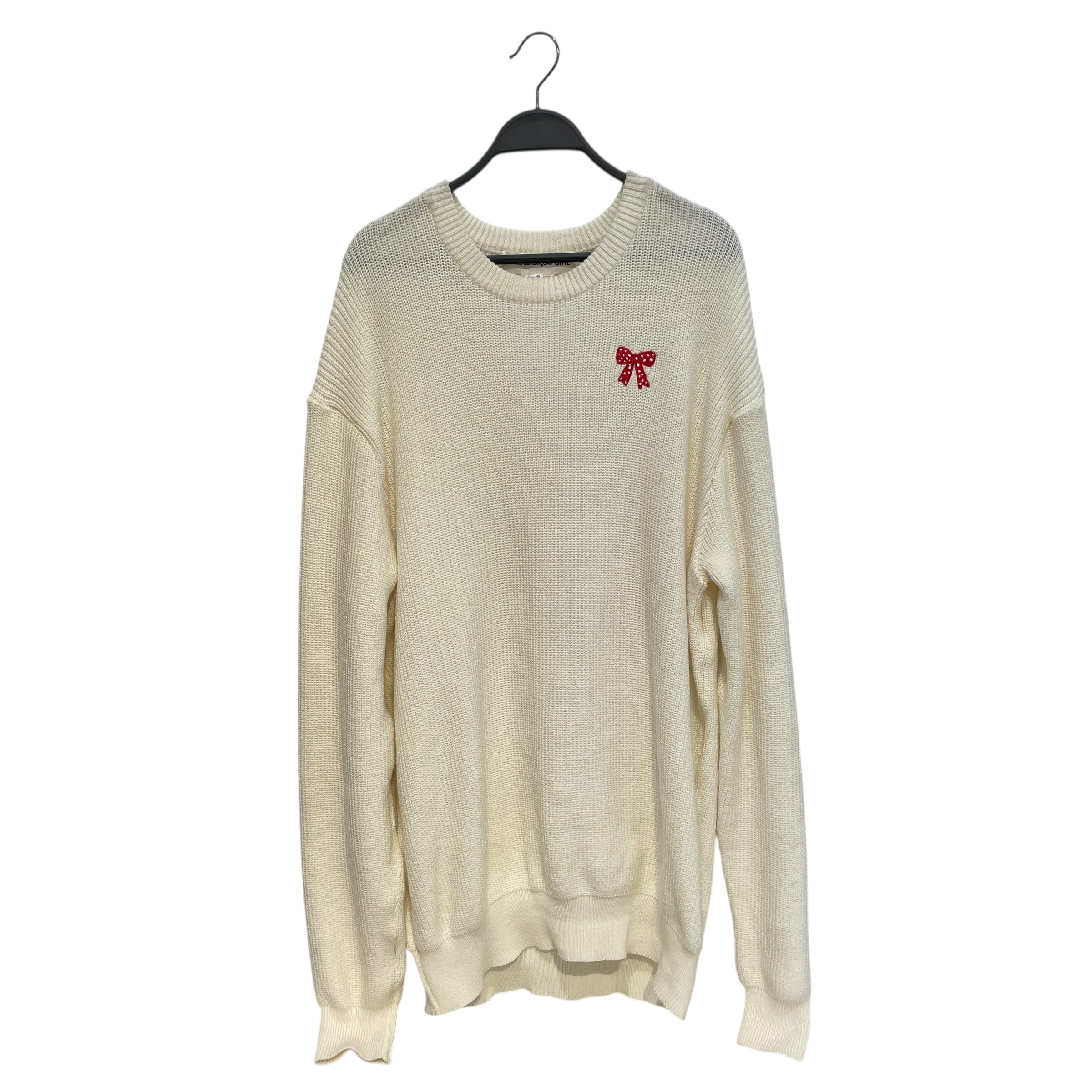 COMME des GARCONS GIRL/Sweater/S/Cotton/CRM/Pullover/Embroidered Bow Sweatshirt view 1