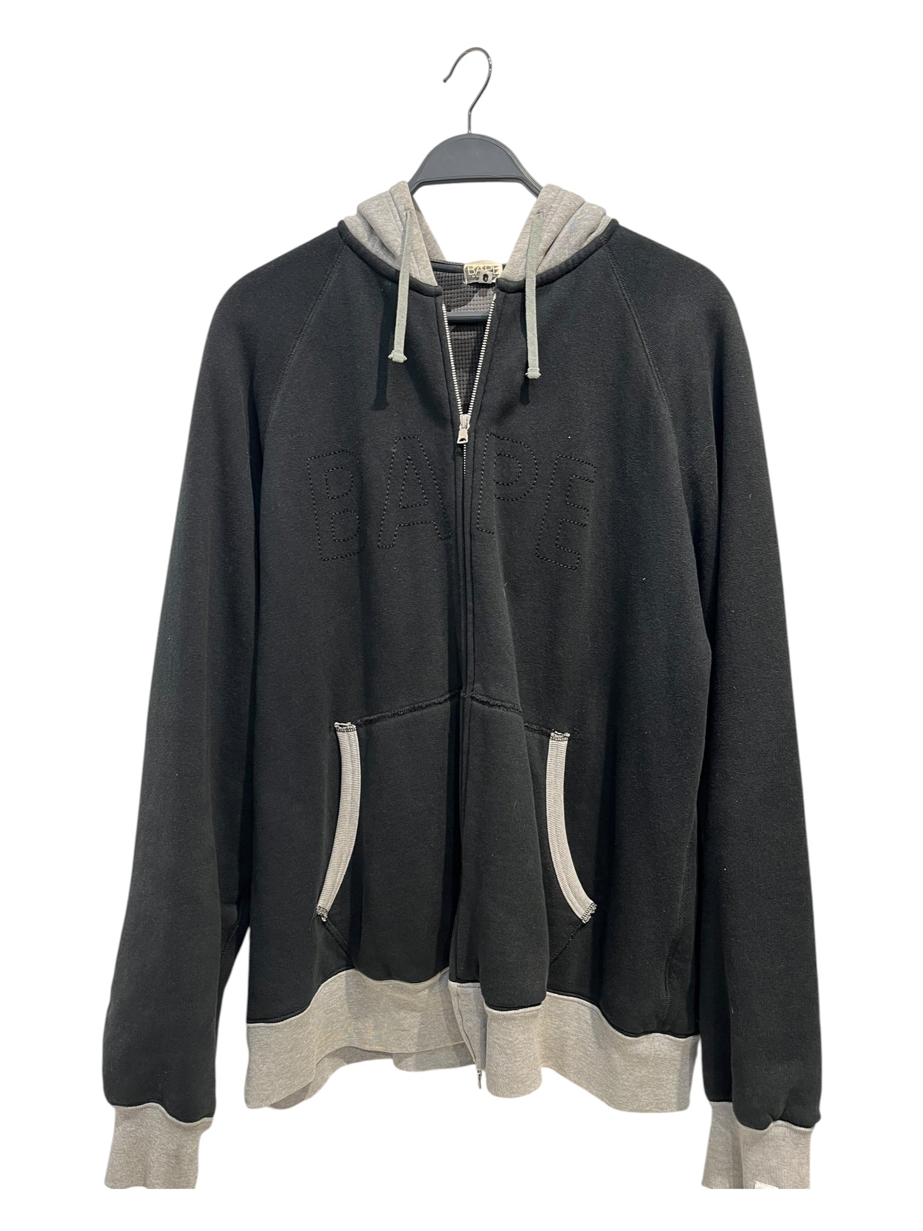 A BATHING APE/Zip Up Hoodie/XL/Cotton/BLK/STITCH LOGO, INNER GREY CAMO view 1