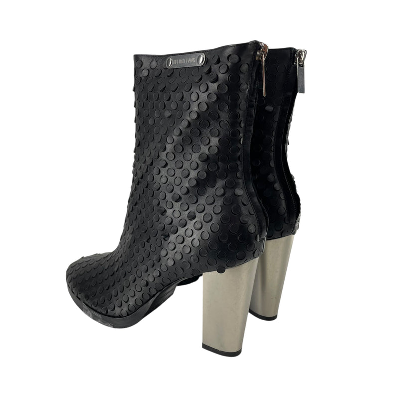 Helmut Lang/Heels/EU 41/Leather/BLK/SMOKE HOLE HEEL BOOT