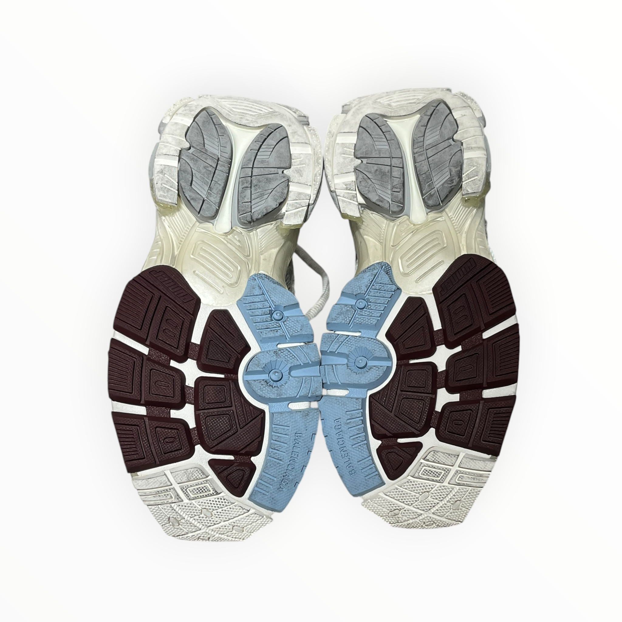 BALENCIAGA/Low-Sneakers/US 10/Leather/WHT/blue and pink runner gradient view 13