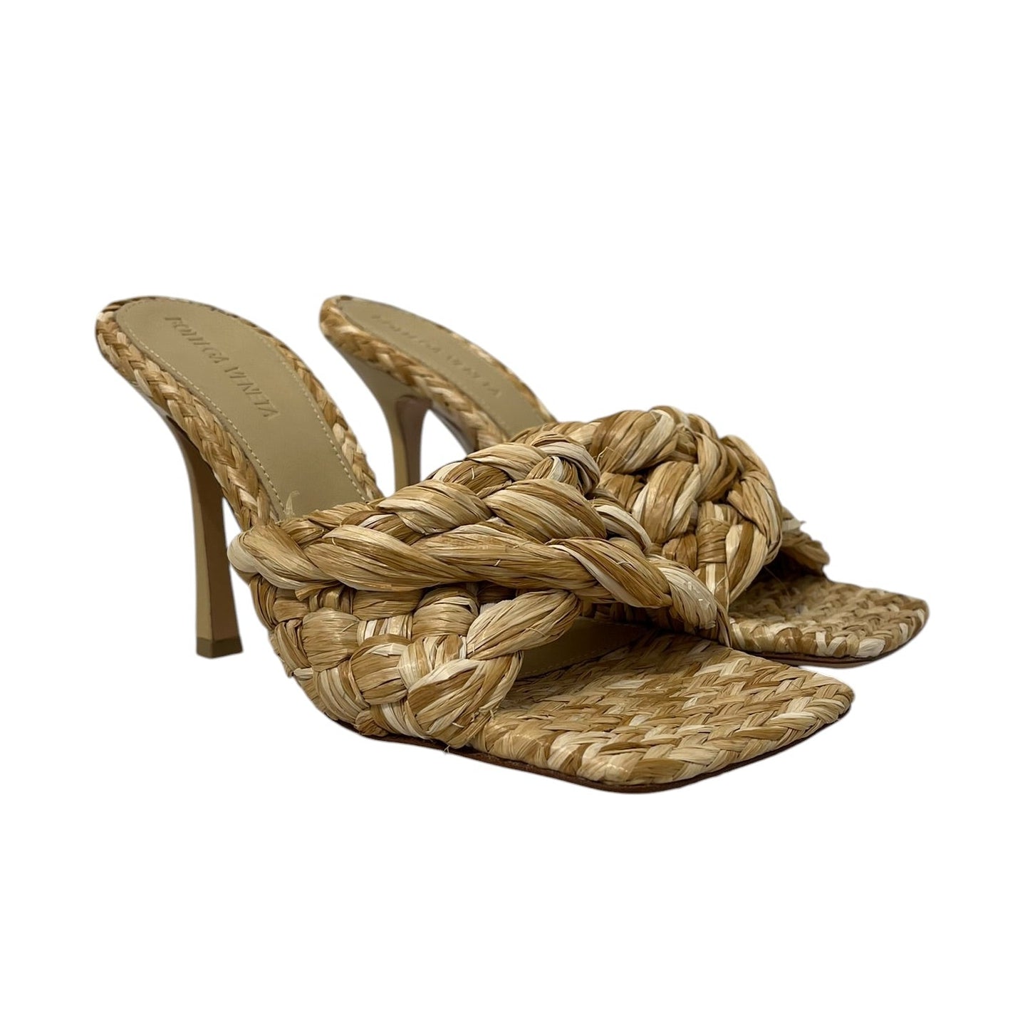 BOTTEGA VENETA/Heels/EU 37/BEG/Open-Toe/hay twine front square view 1