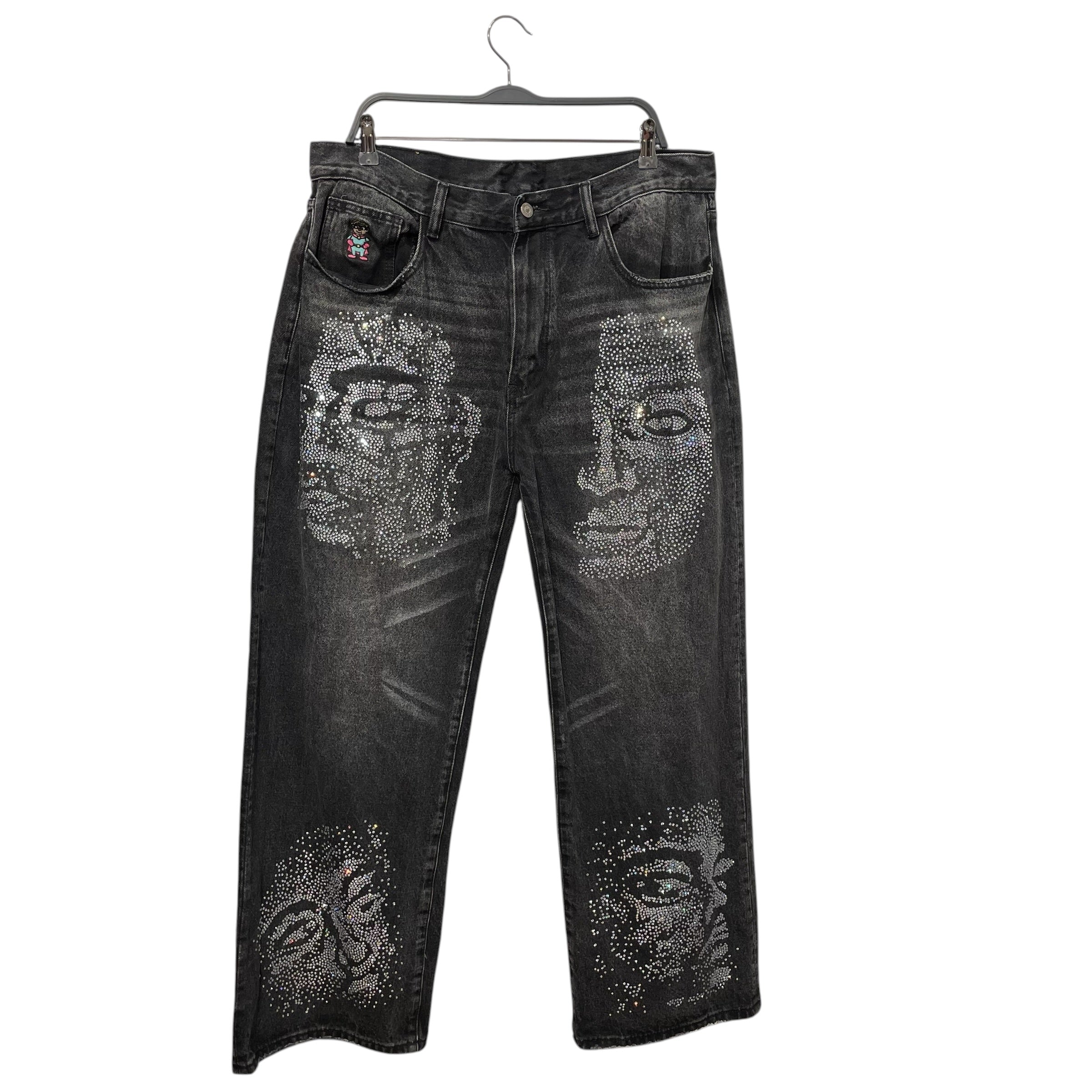 KIDSUPER STUDIOS/Pants/XL/Cotton/GRY/Ankle/RHINESTONE FACES view 1