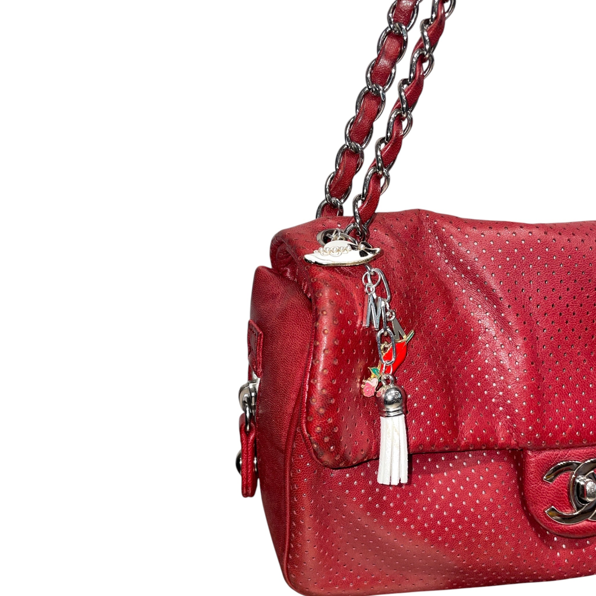 CHANEL/Bag/RED/PERFORATED LEATHER FLAP BAG view 10