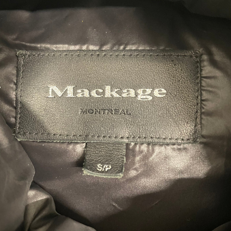 MACKAGE/Puffer Jkt/S/Nylon/SLV/25077/SHINY V CUT/BLK SLEV/BDY