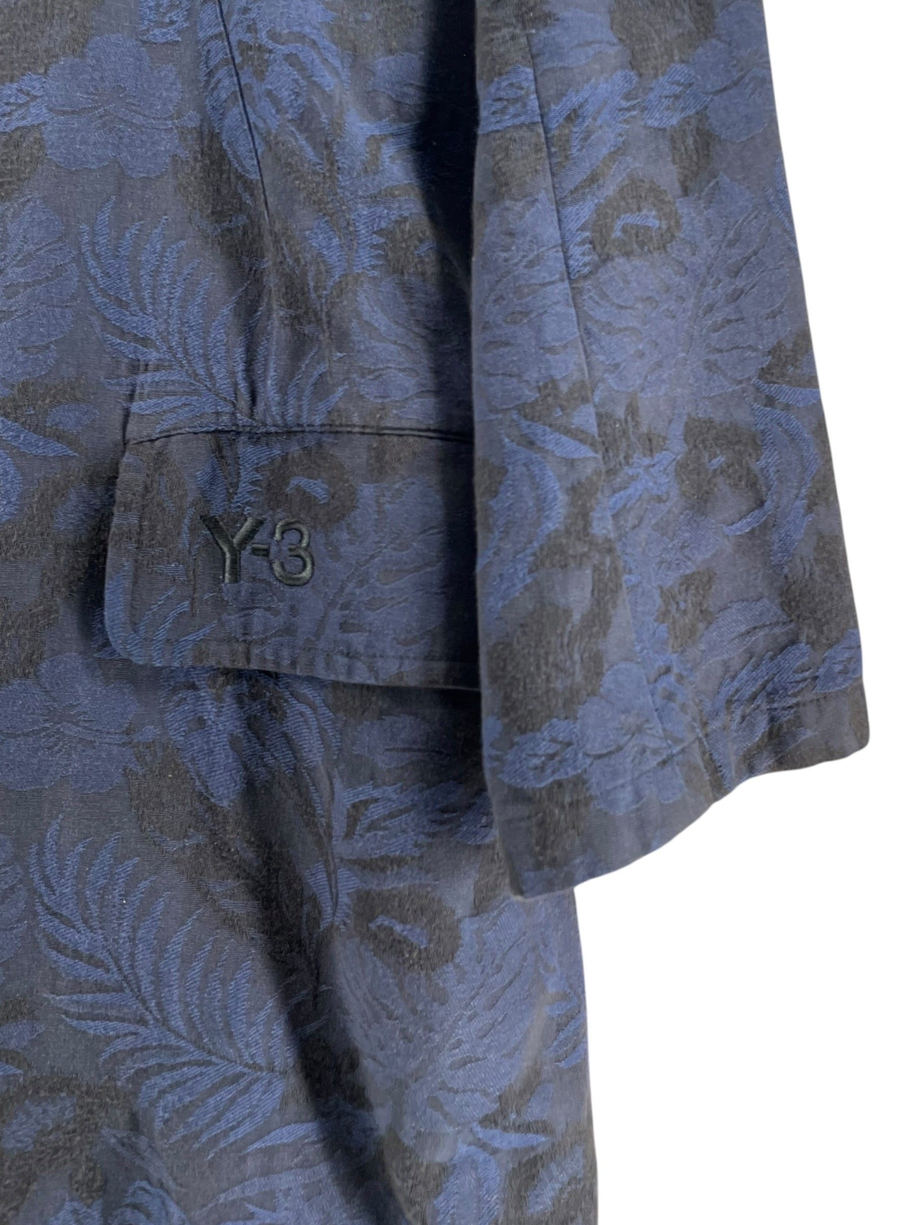 Y-3/Jacket/L/Cotton/NVY/Floral Pattern/FLORAL LONG COAT 3 STRIPE SLEE view 3