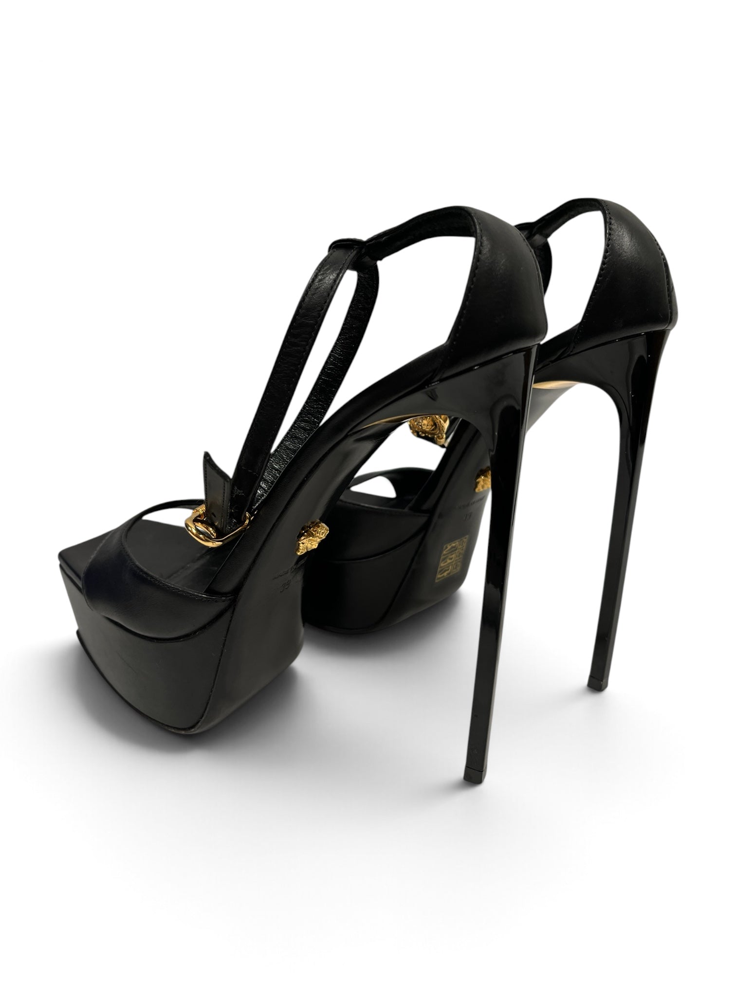 VERSACE/Heels/EU 39/Leather/BLK/Open-Toe/SAFETY PIN view 2