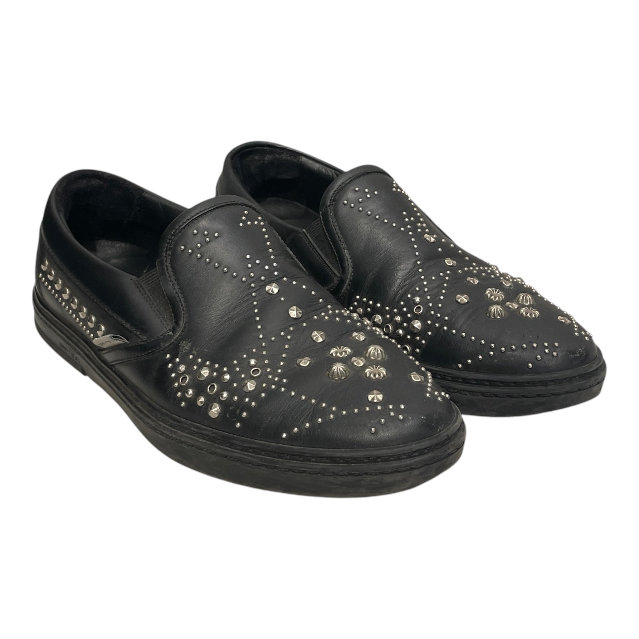 JIMMY CHOO/Low-Sneakers/EU 42/Leather/BLK/STUDDED SLIP ONS view 1