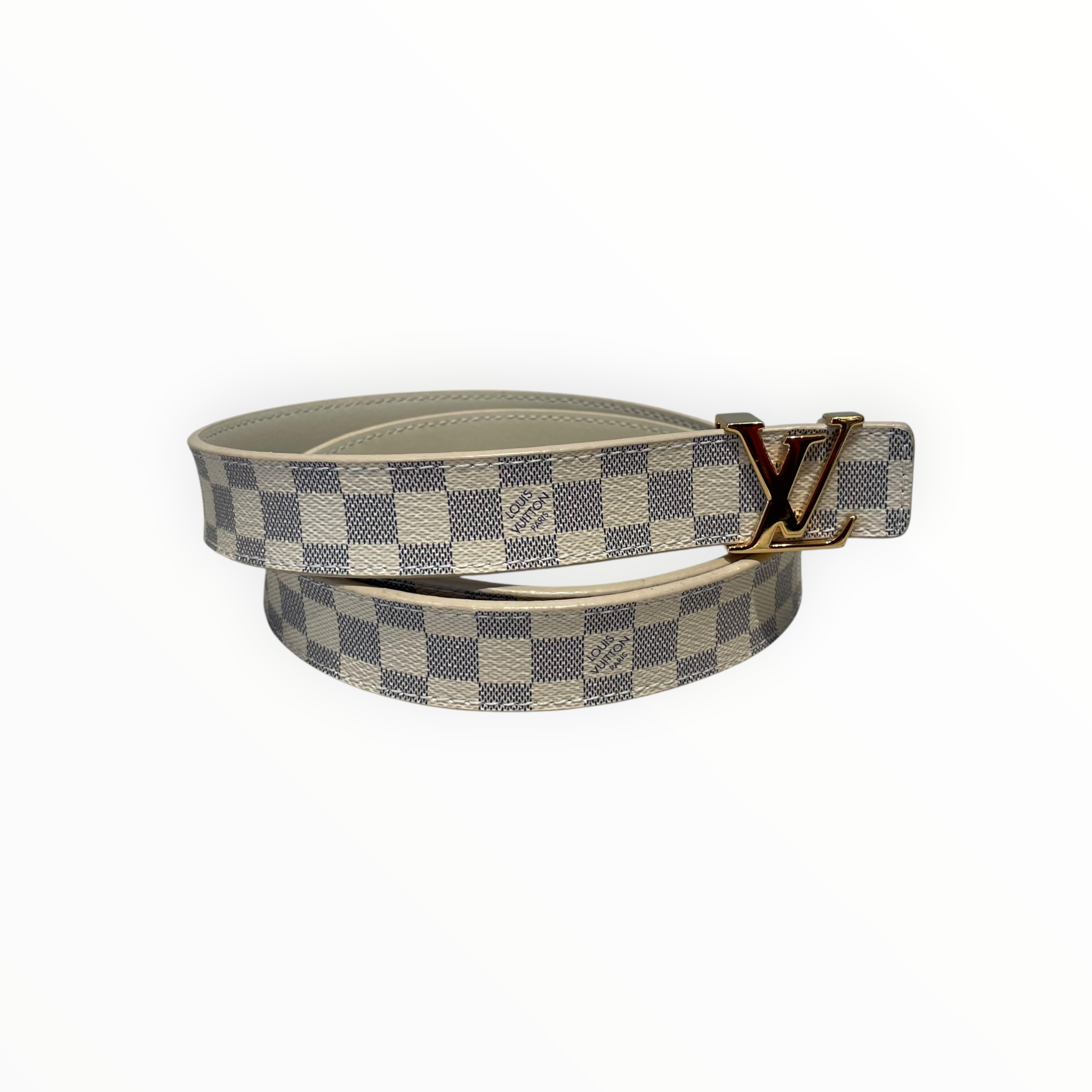LOUIS VUITTON/Belt/All Over Print/Leather/WHT/L's/Damier Azur LV Initiales Belt view 1
