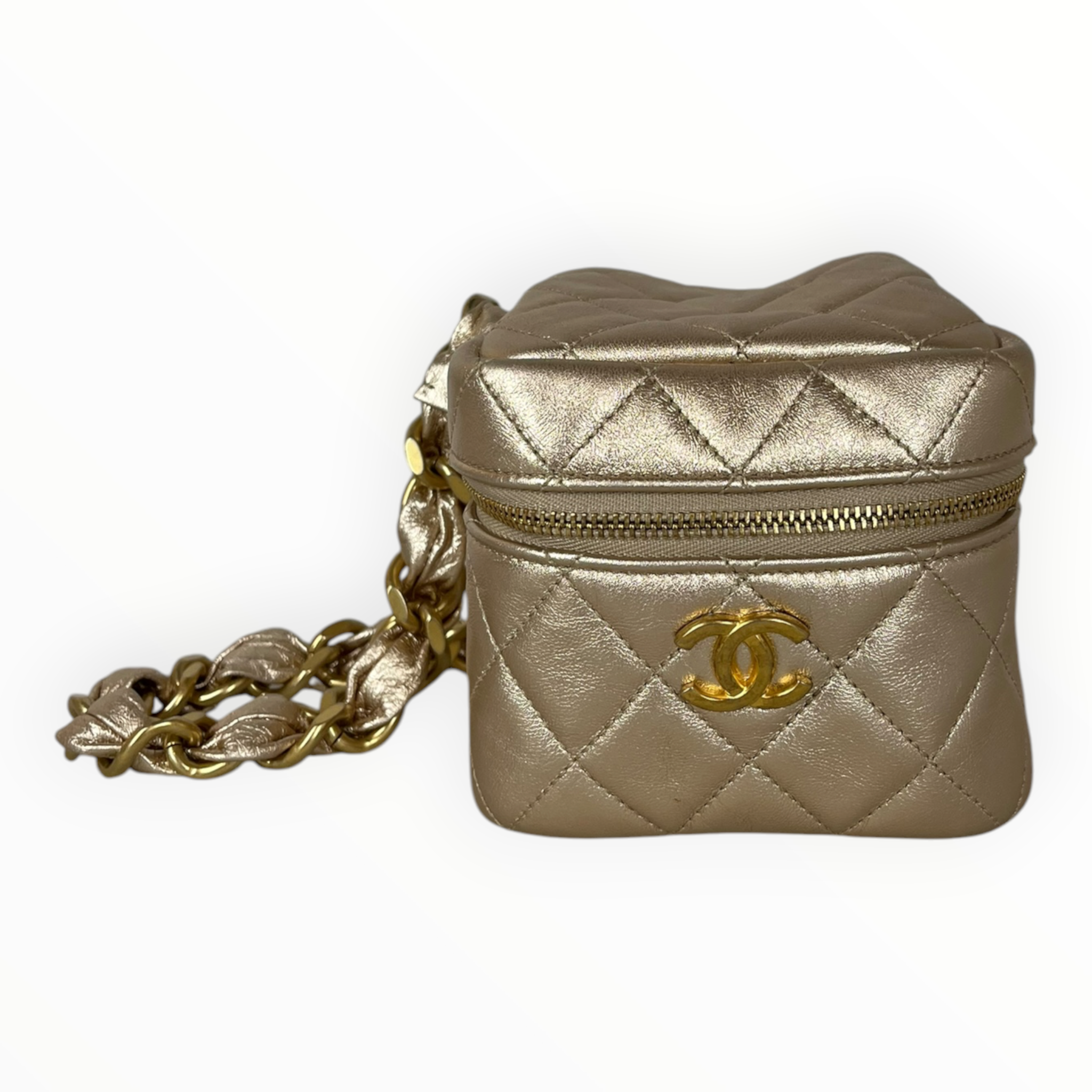 CHANEL/Clutch Bag/Leather/GLD/CC Quilted Cube Zip Clutch view 1