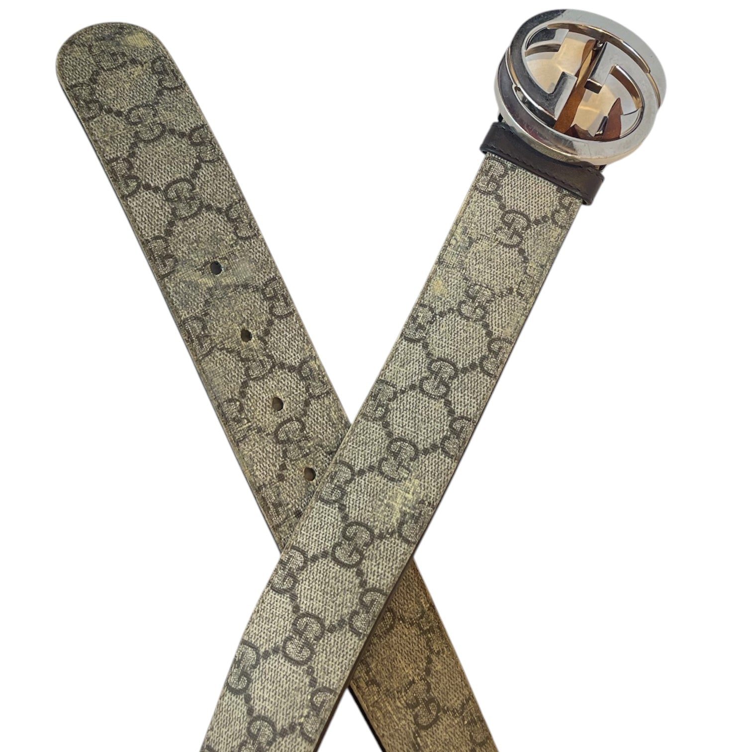 GUCCI/Belt/Monogram/Leather/KHK/M's/brwn insidfe leather/#411924 view 2