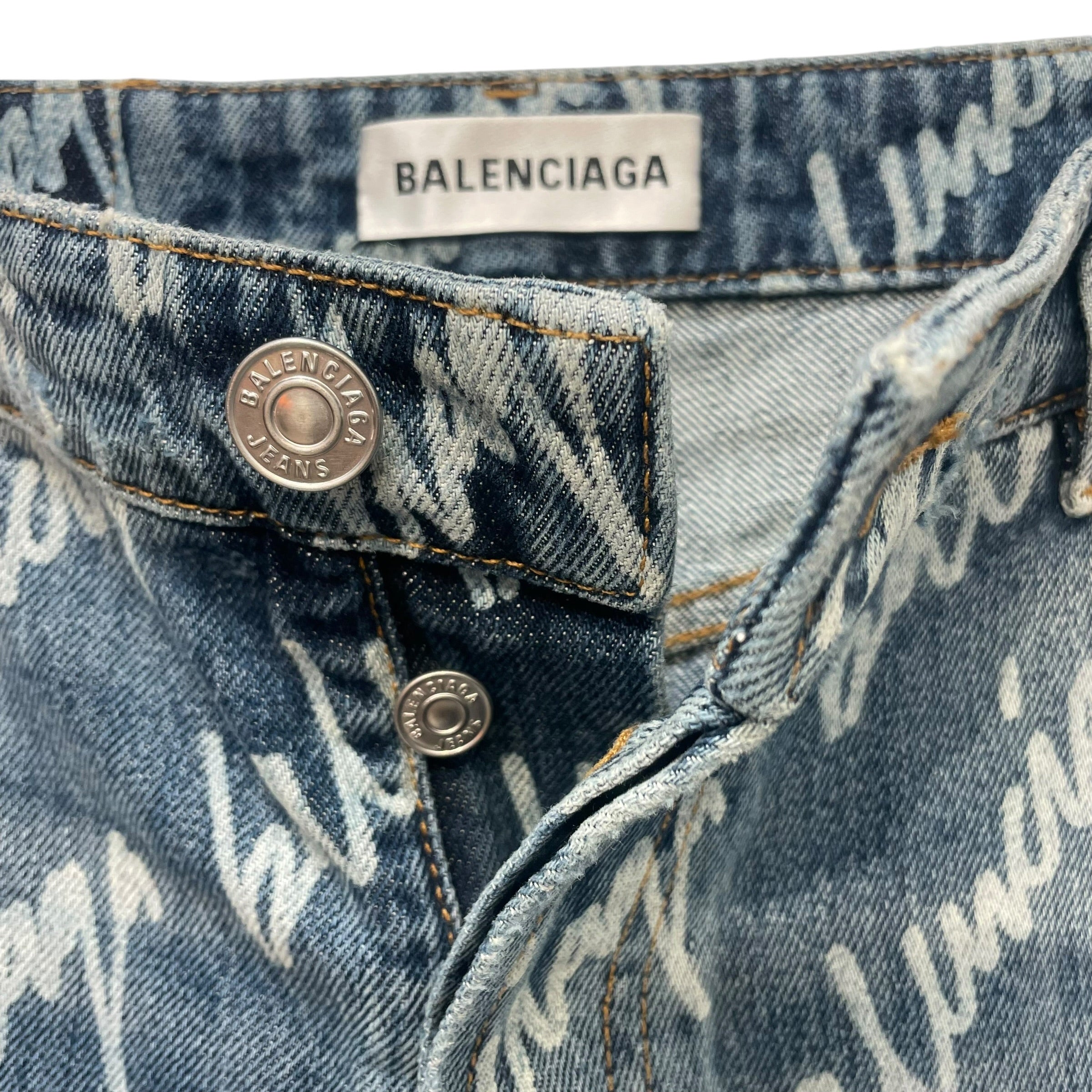 BALENCIAGA/Pants/27/Cotton/BLU/Graphic/All Over Logo view 4