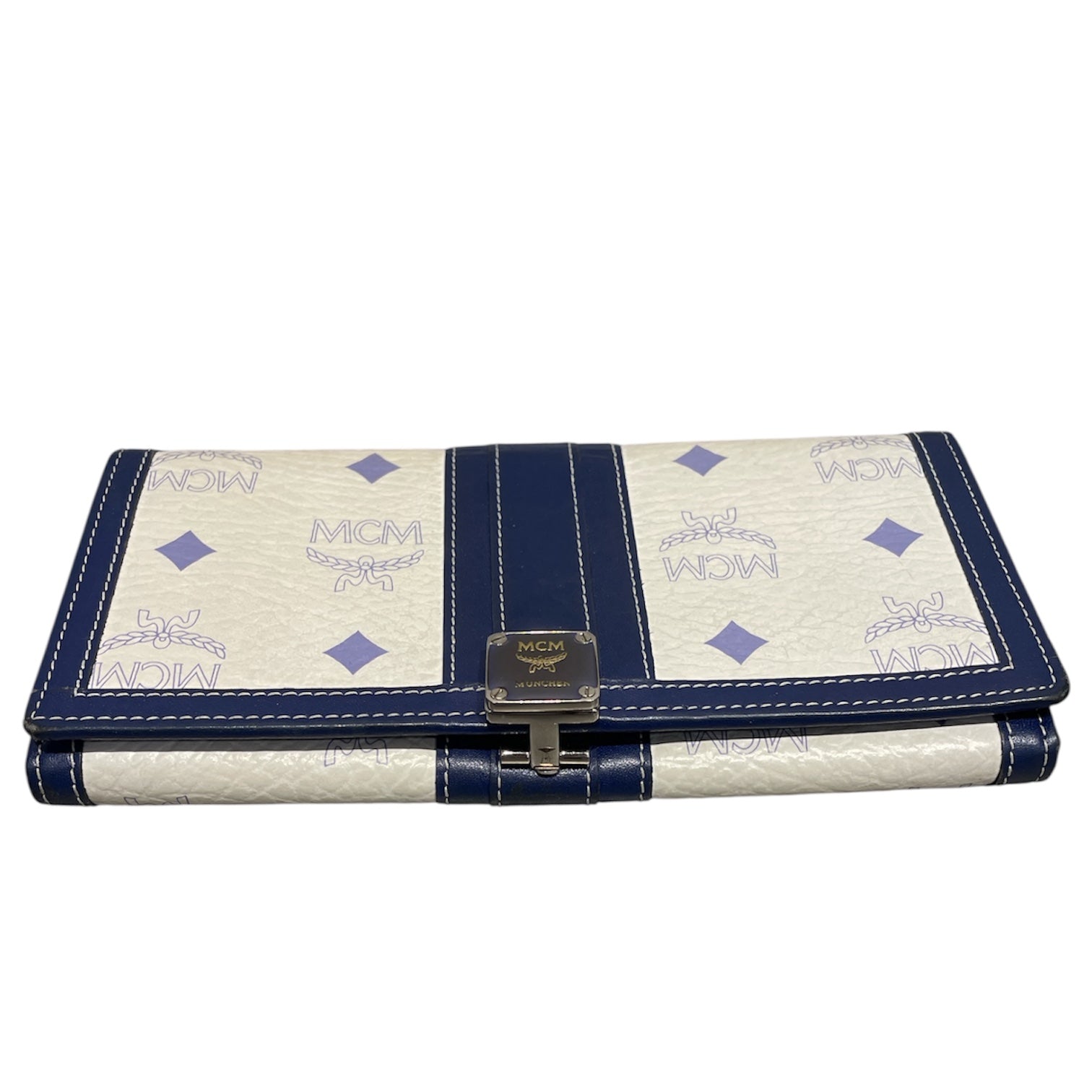 MCM/Long Wallet/Leather/WHT/White Navy Visetos Long Wallet view 3