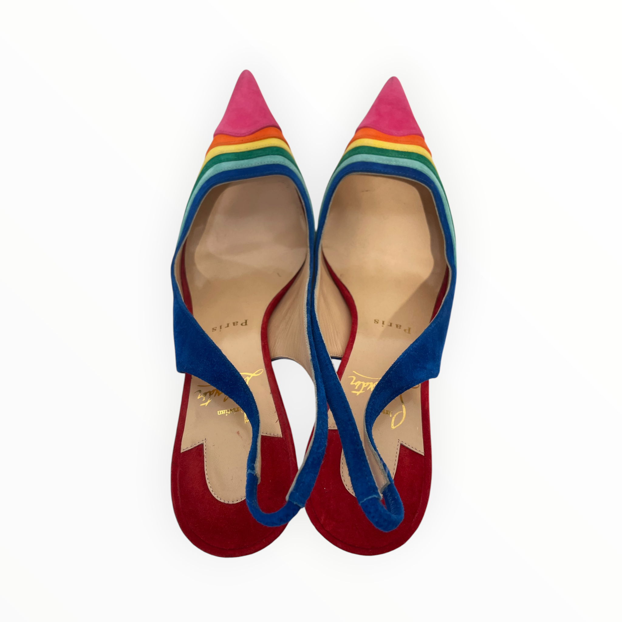 Christian Louboutin/Heels/EU 38.5/Stripe/Leather/MLT/Ankle Strap/RAINBOW view 3