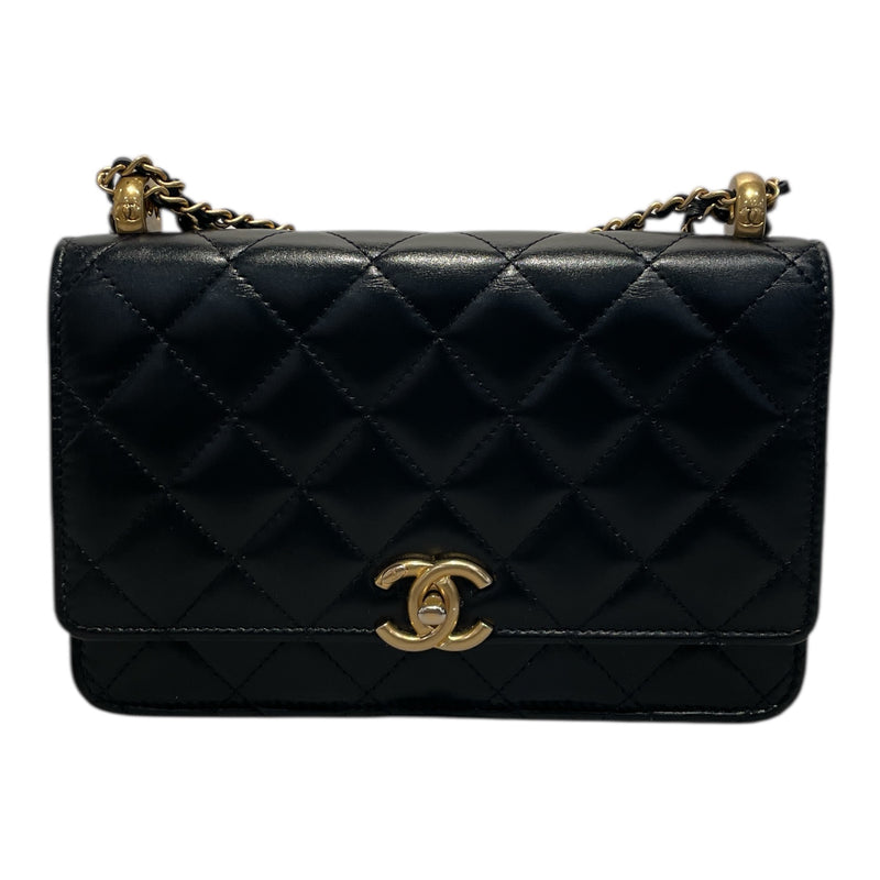 CHANEL/Cross Body Bag/Lambskin/BLK/