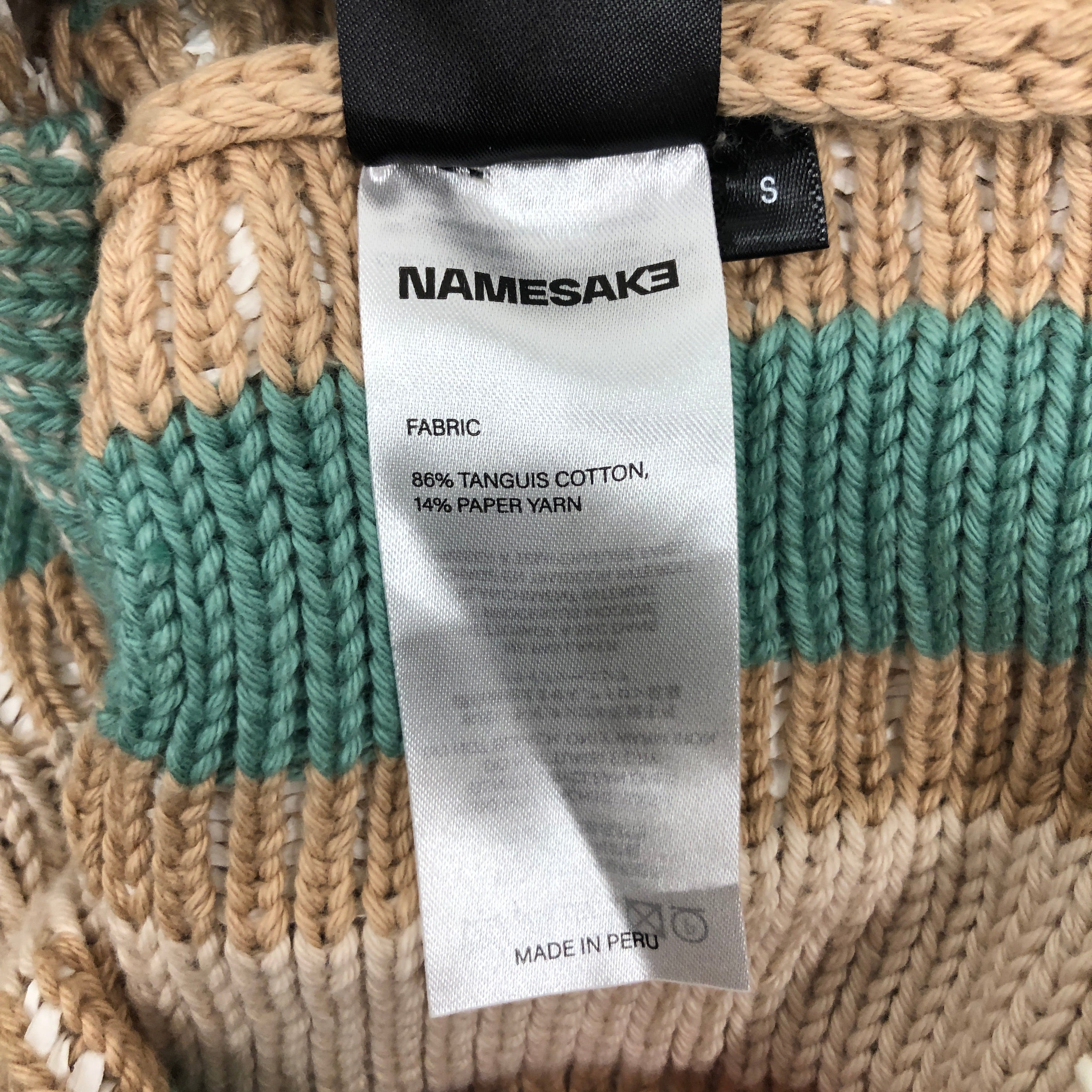 NAMESAKE/Cardigan/L/Stripe/Cotton/BEG/Sweater w/ Holes view 5
