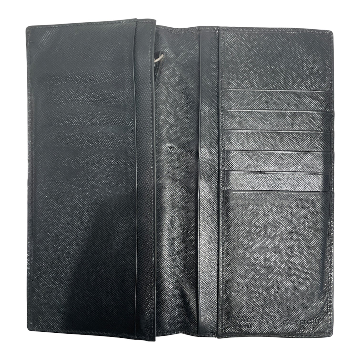 PRADA/Long Wallet/Leather/BLK/M's/BIFOLD LONG CARD HOLDER view 3