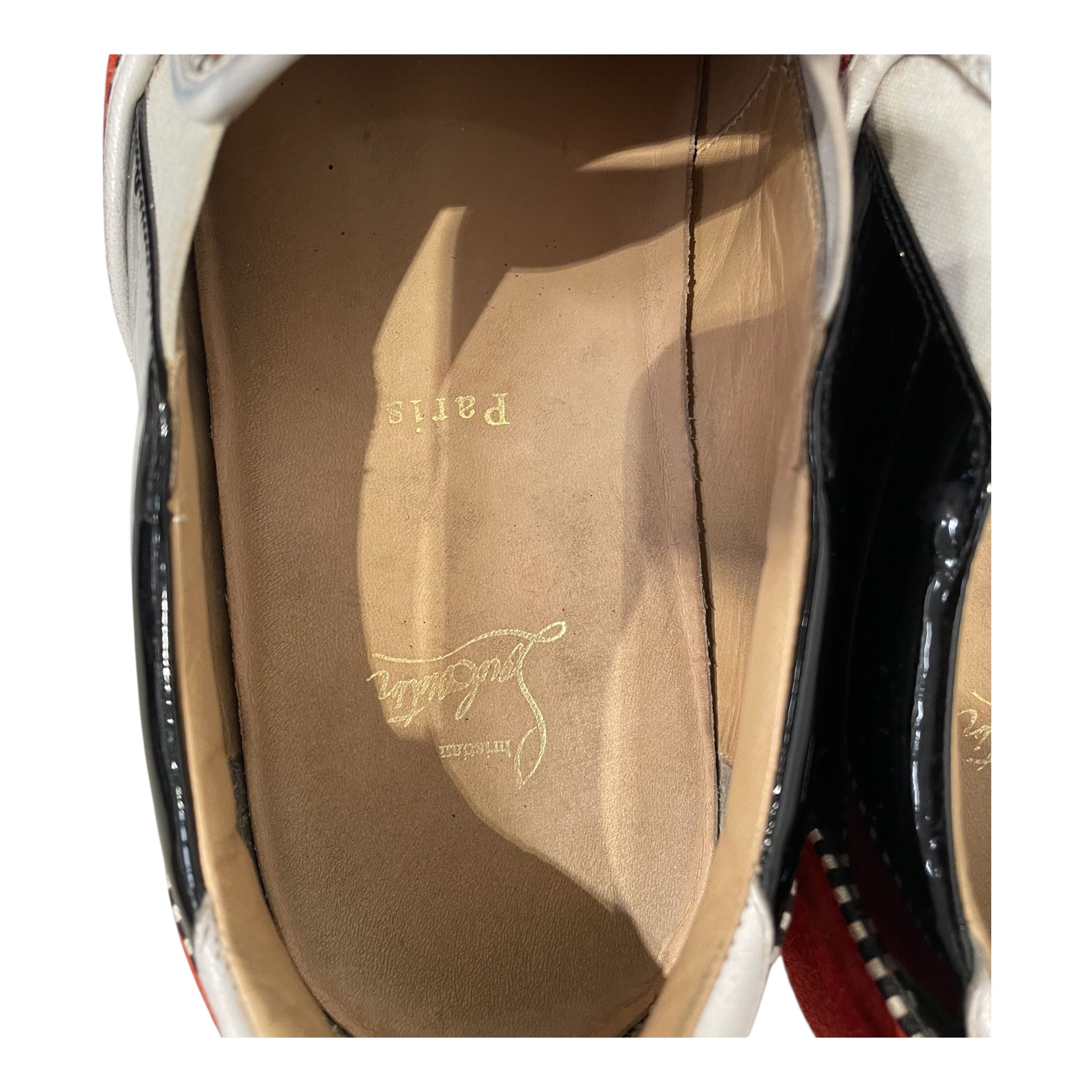Christian Louboutin/Low-Sneakers/EU 46/Suede/RED/spiky toe slip ons mom dad view 3