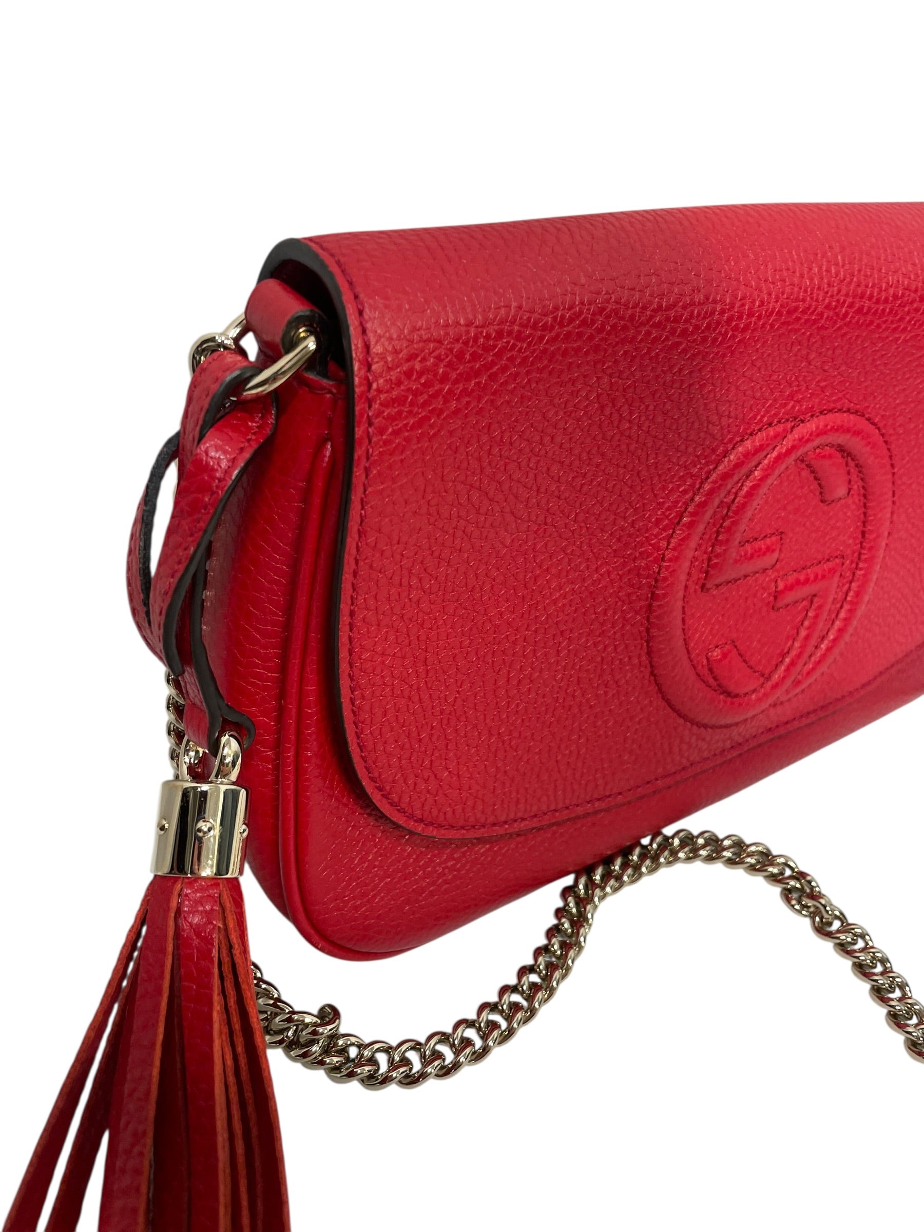 GUCCI/Cross Body Bag/Leather/RED/SOHO FLAP GOLD CHAIN view 6