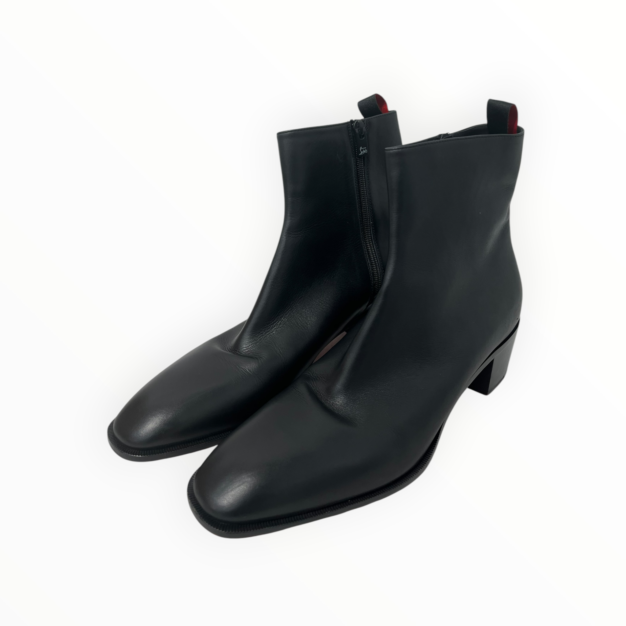 Christian Louboutin/Boots/EU 43/Leather/BLK/Side Zip/PULL TAB SMALL HEEL view 1