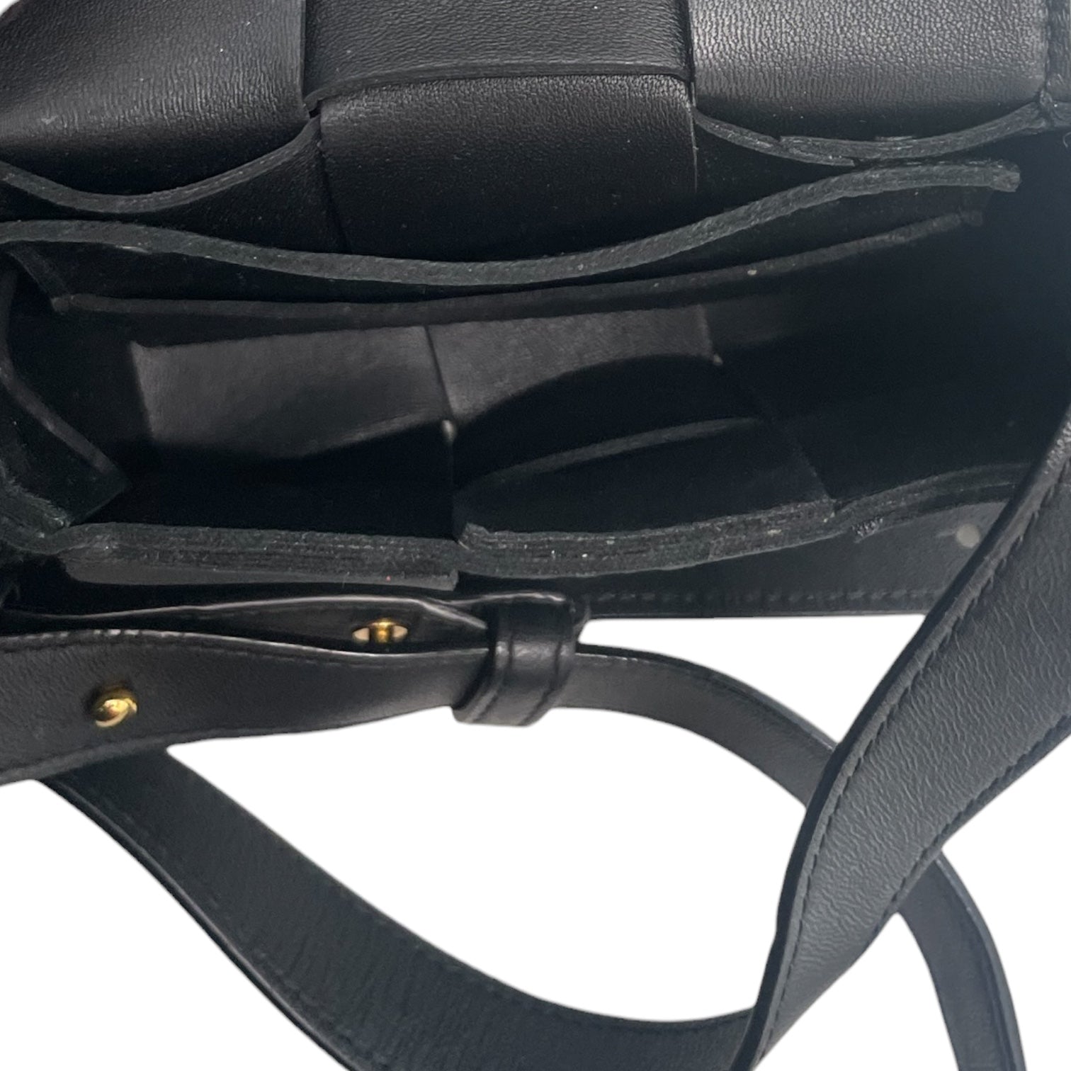 BOTTEGA VENETA/Cross Body Bag/Leather/BLK/mini/ woven leather/blk strap view 4