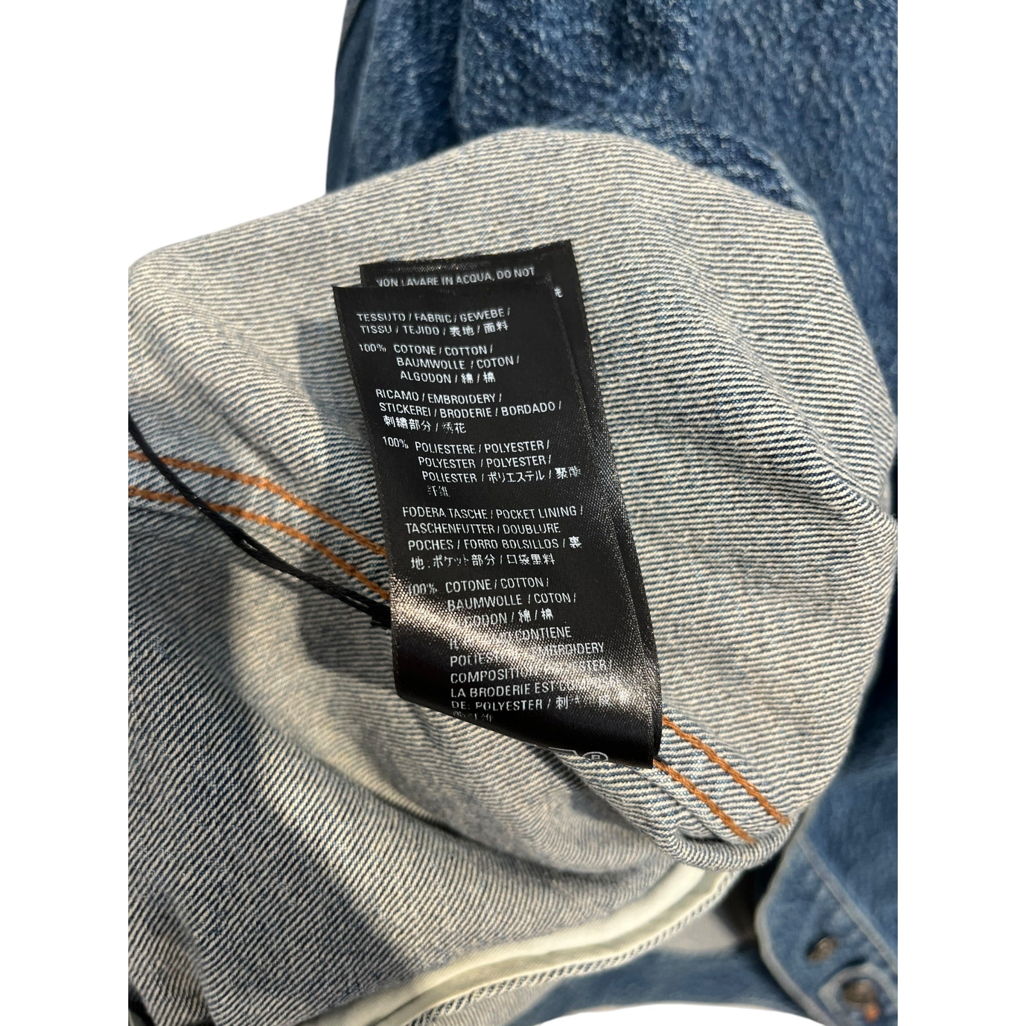 BALENCIAGA/Denim Jkt/34/Cotton/BLU/Single Breasted/OVERSIZED-BLK EMBROIDERED LOGO view 6